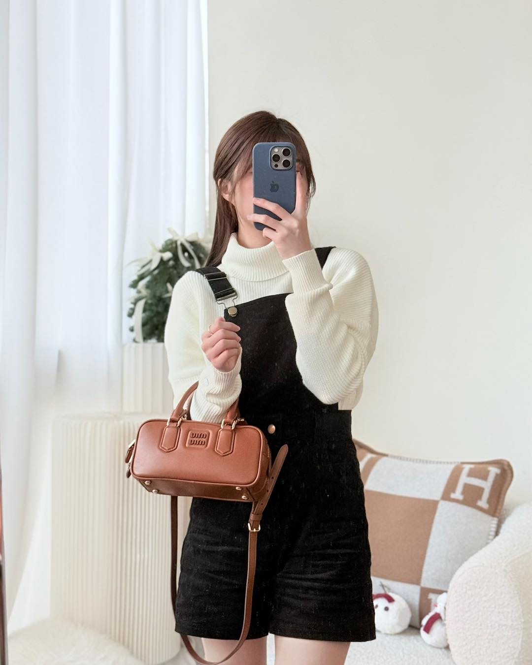 Miu Miu Arcadie Leather Bag Cognac Regular