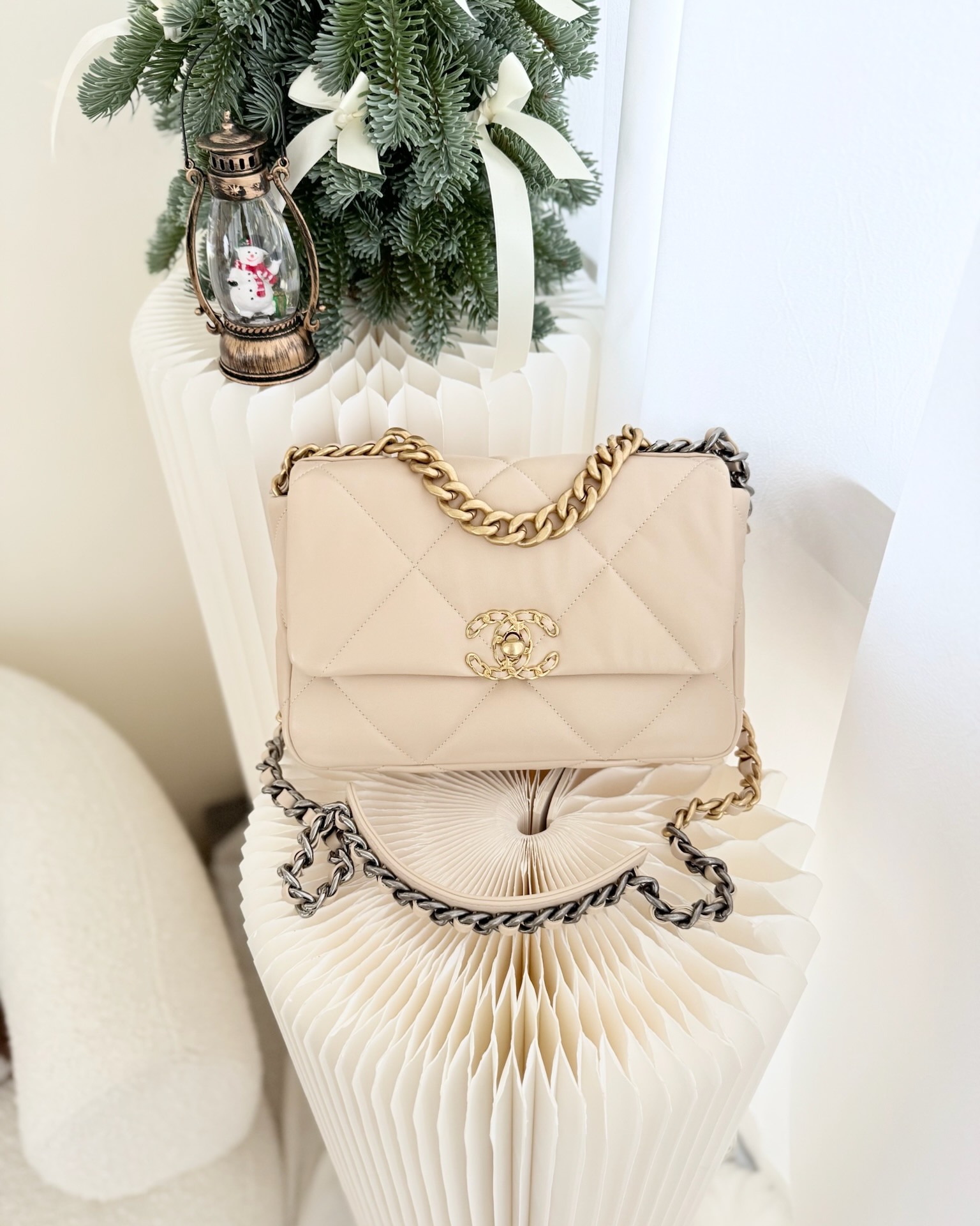 Chanel 19 Small Beige Mixed Hardware
