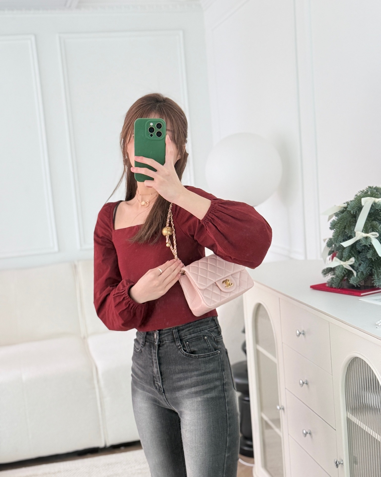 Chanel Pearl Crush Mini Square Quilted Light Pink Lambskin Aged