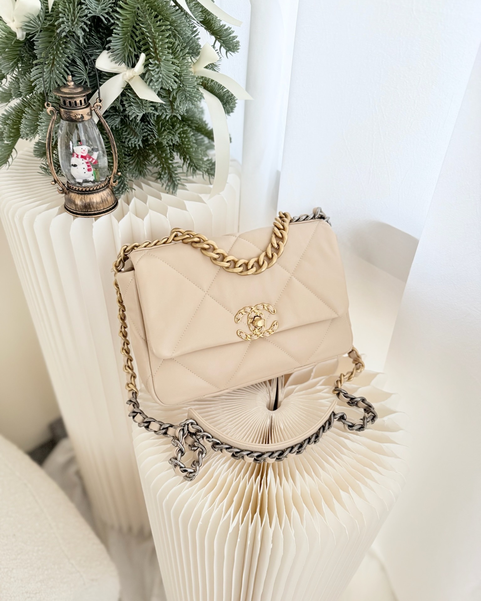 Chanel 19 Small Beige Mixed Hardware