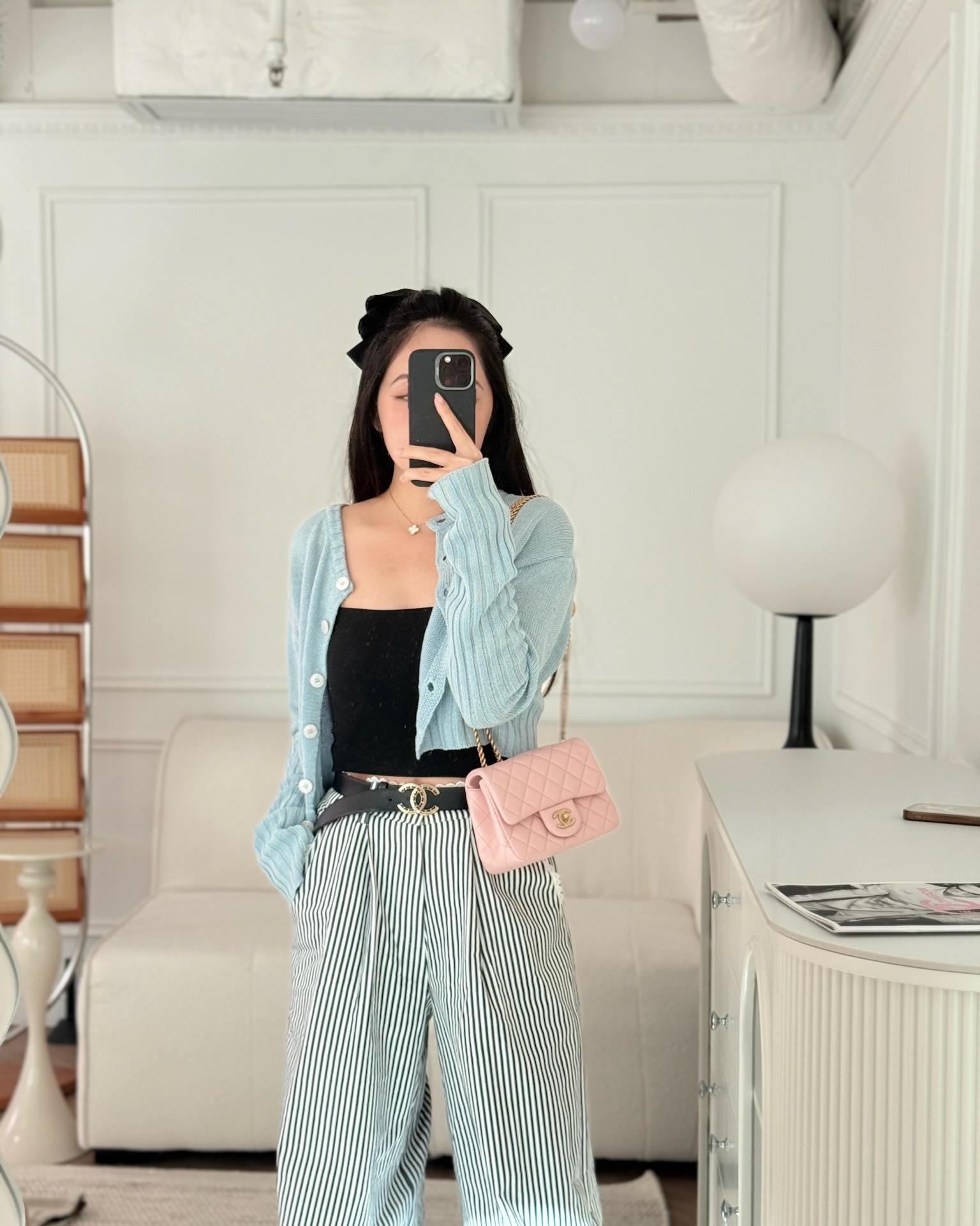 Chanel Quilted Mini Square Flap with Camellia Adjustable Chain Pink Clair Lambskin