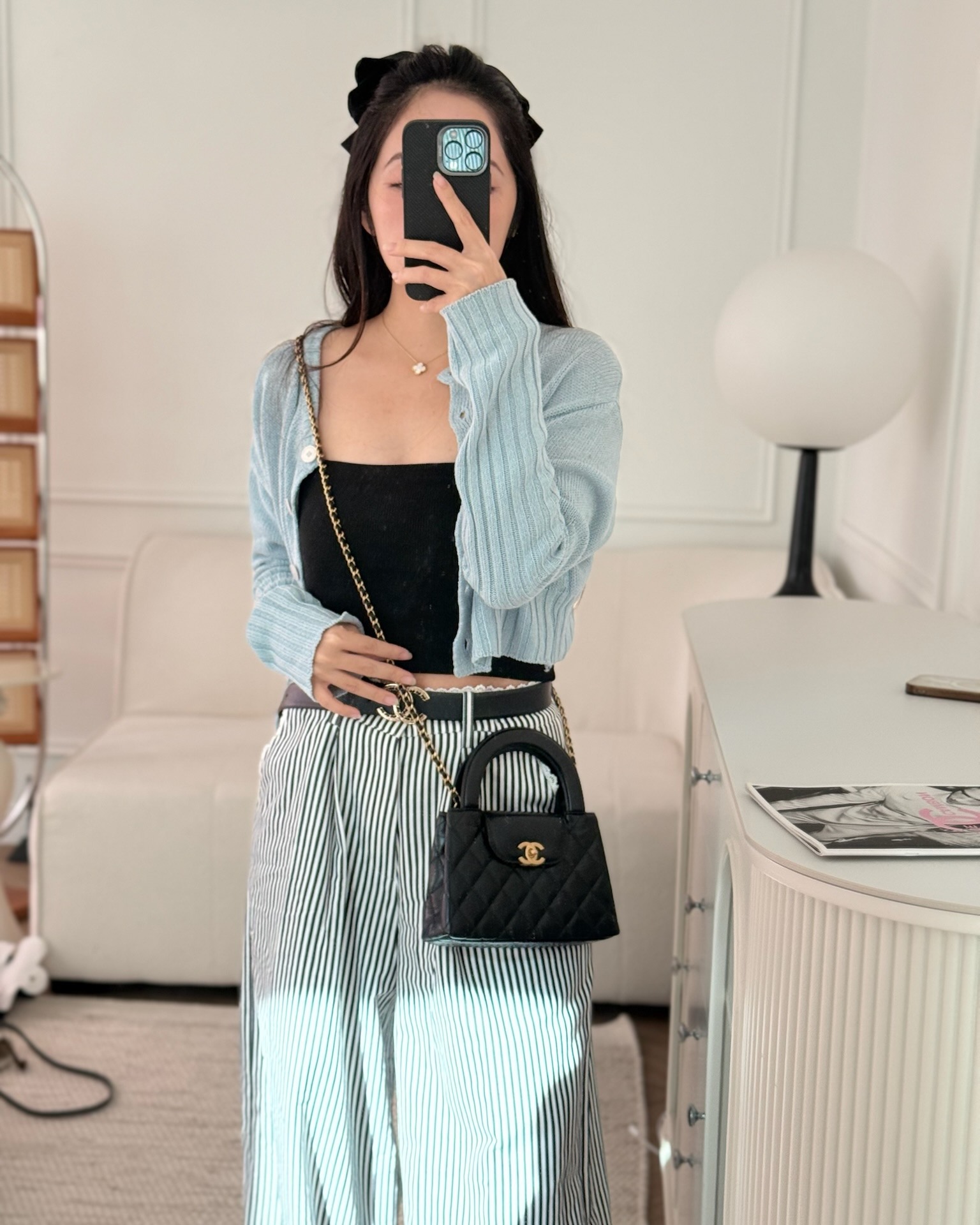 Chanel Kelly Bag Quilted Black Shiny Crumpled Calfskin Aged