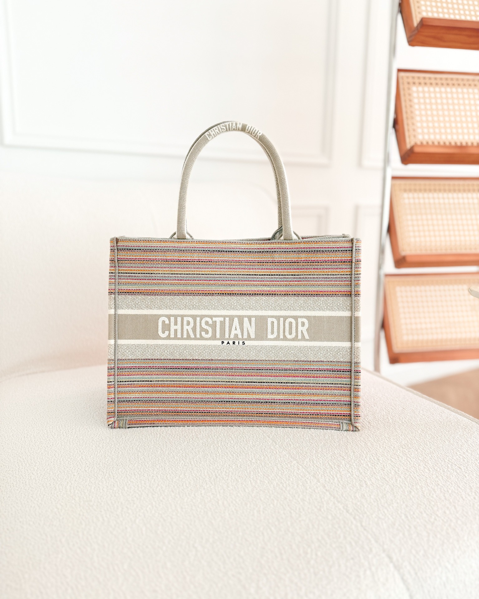 Dior Medium Rainbow Book Tote Canvas