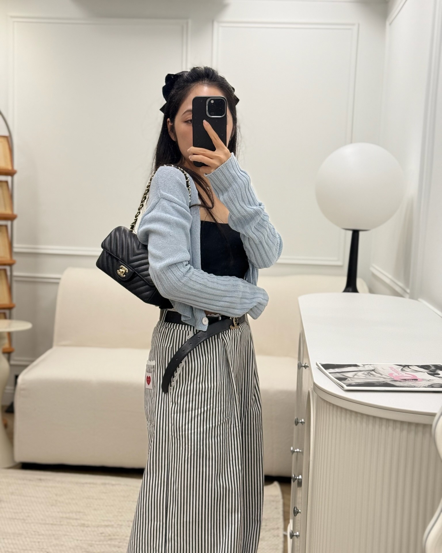 Chanel Mini Rectangular Chevron Black Caviar