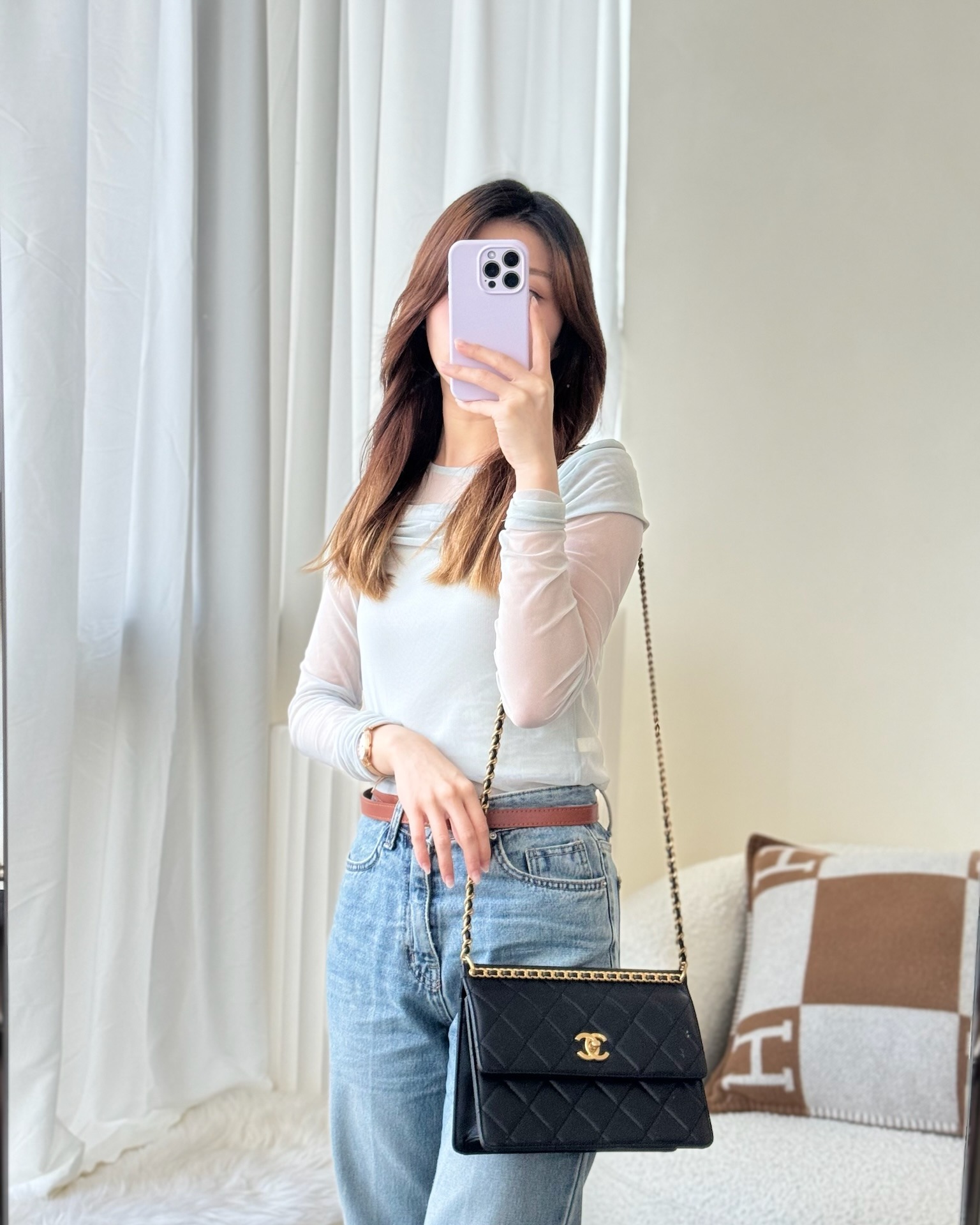 Chanel Small Chain Flap Bag Black Caviar Aged 23A