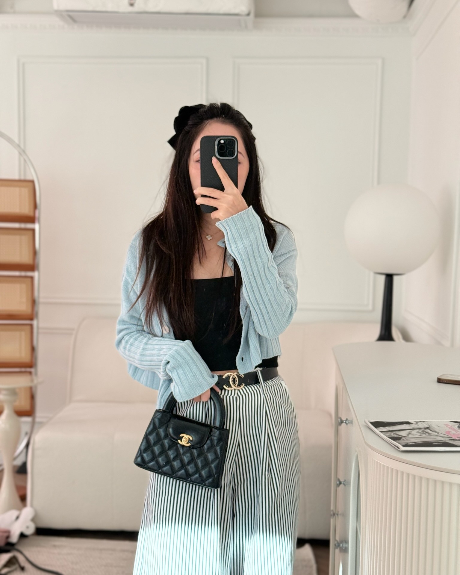 Chanel Kelly Bag Quilted Black Shiny Crumpled Calfskin Aged