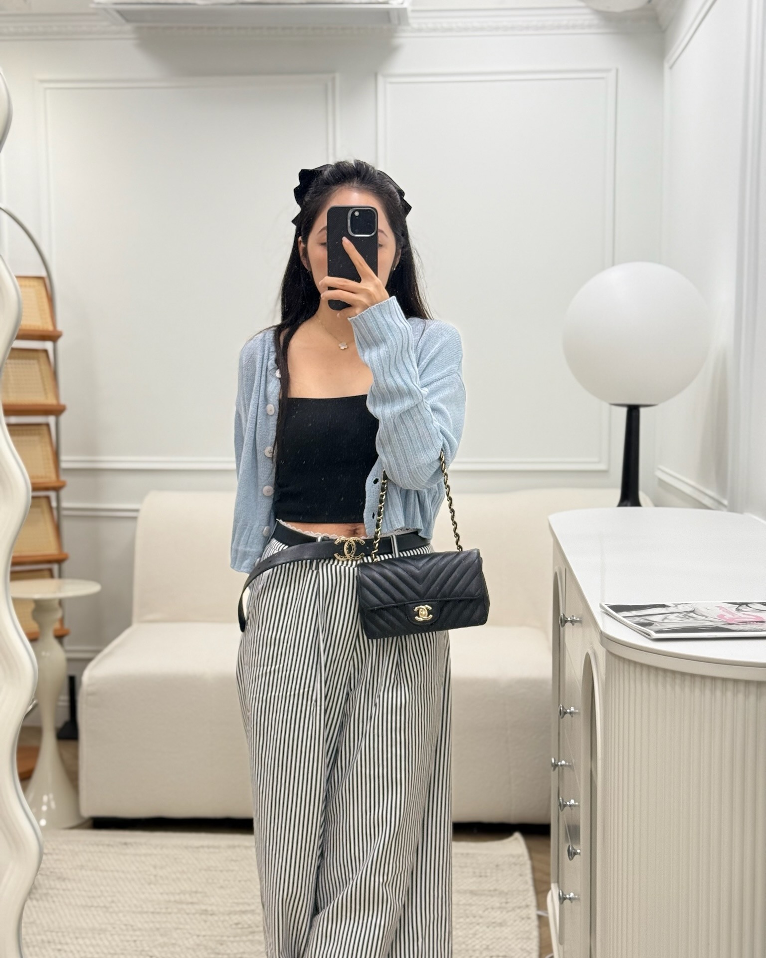 Chanel Mini Rectangular Chevron Black Caviar