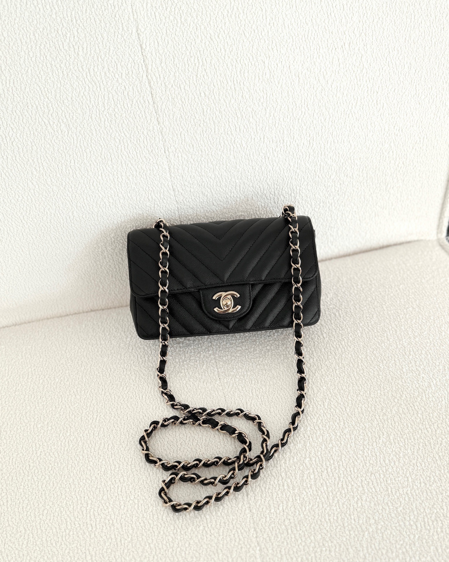 Chanel Mini Rectangular Chevron Black Caviar