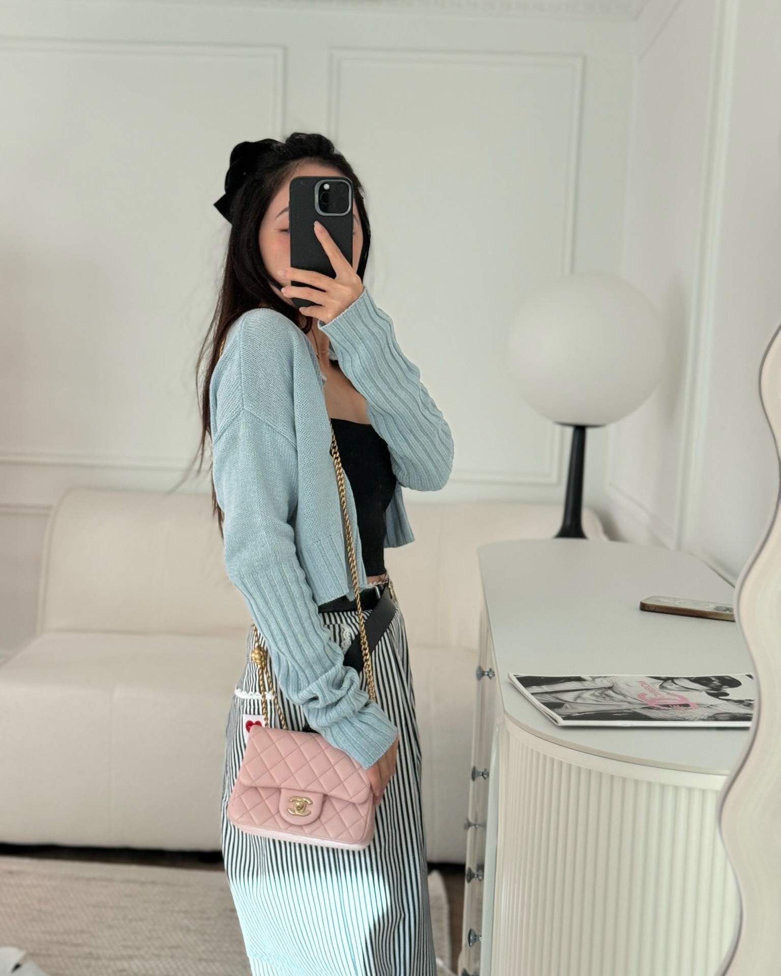 Chanel Quilted Mini Square Flap with Camellia Adjustable Chain Pink Clair Lambskin