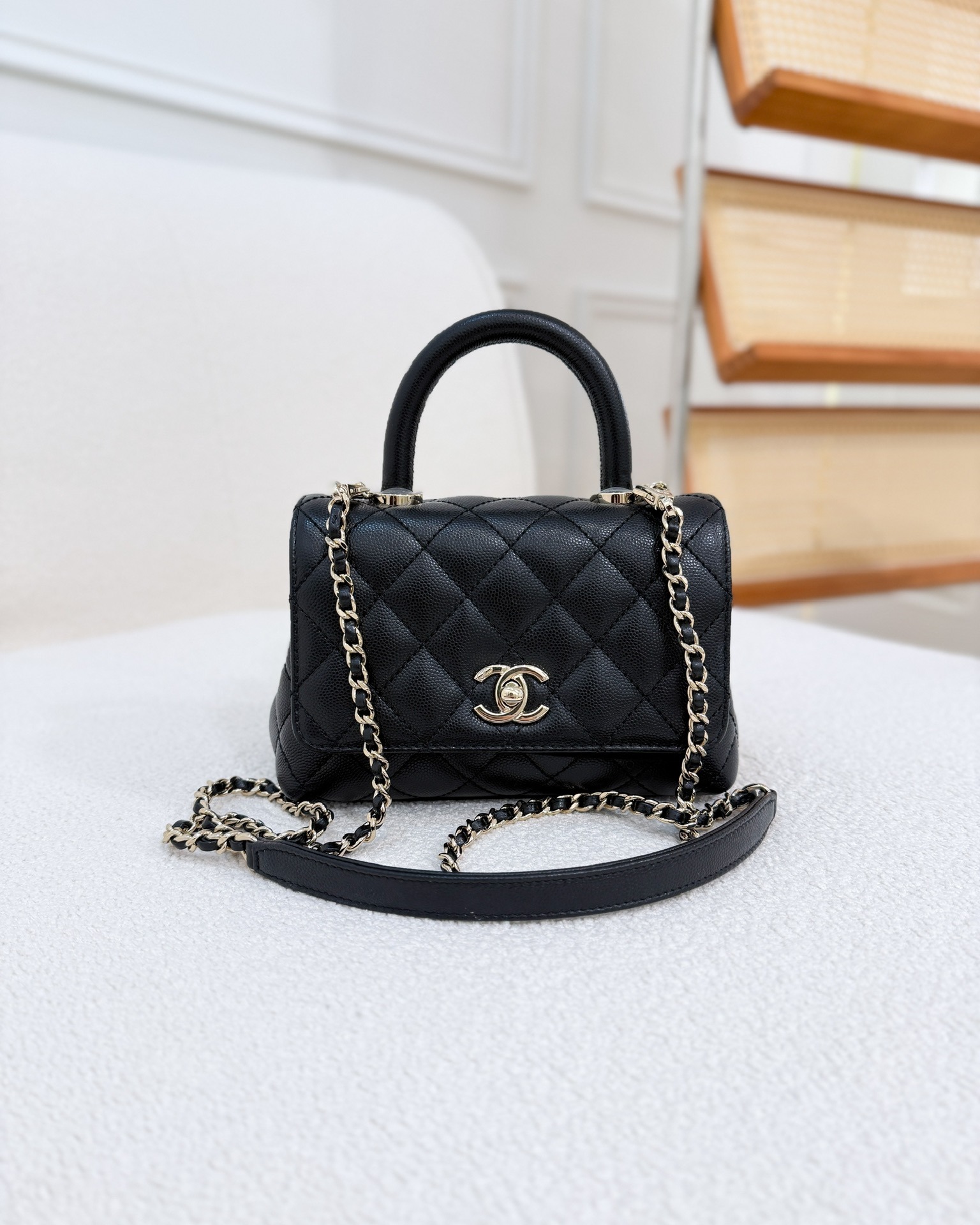 Chanel Mini Coco Handle Quilted Black Caviar