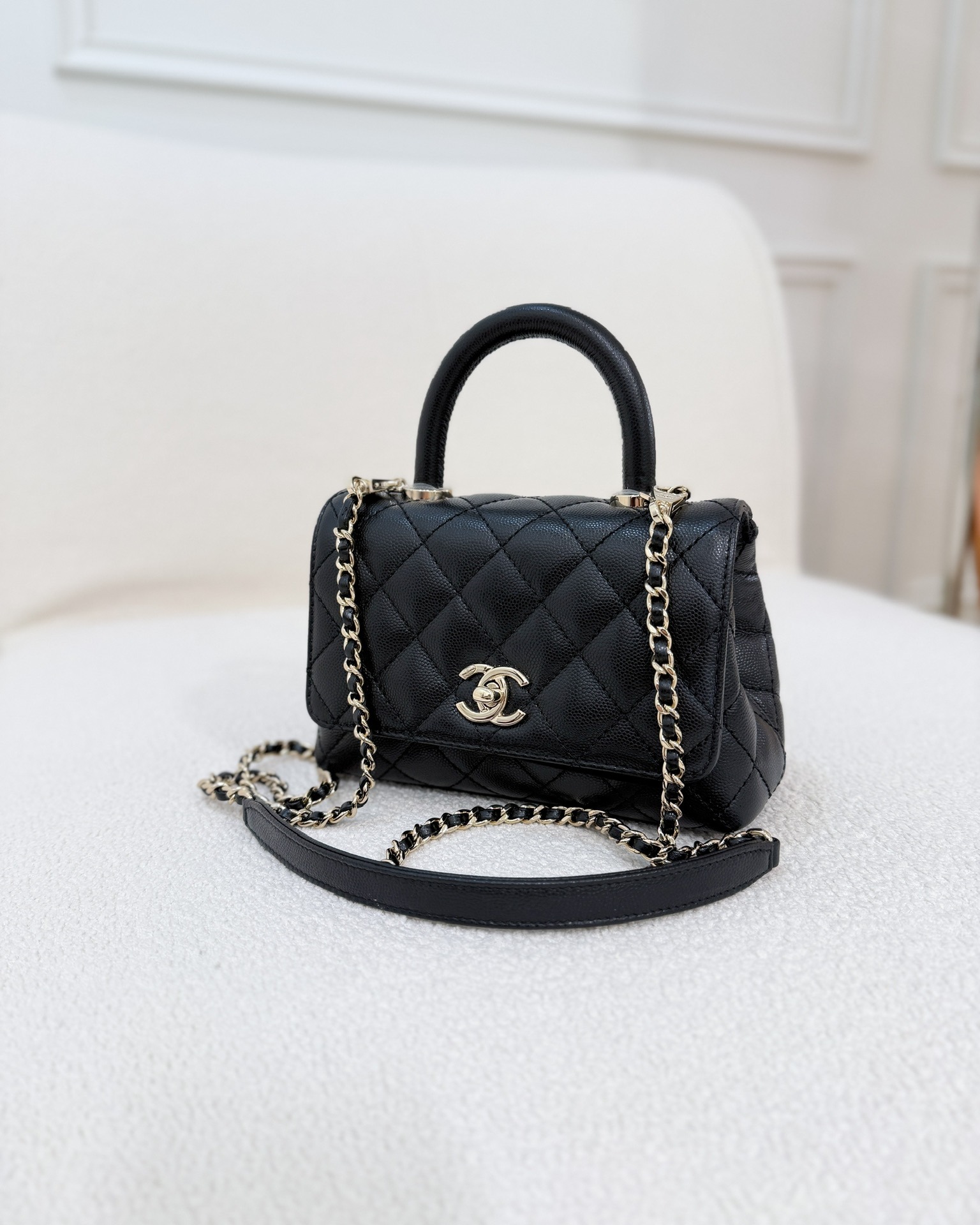 Chanel Mini Coco Handle Quilted Black Caviar