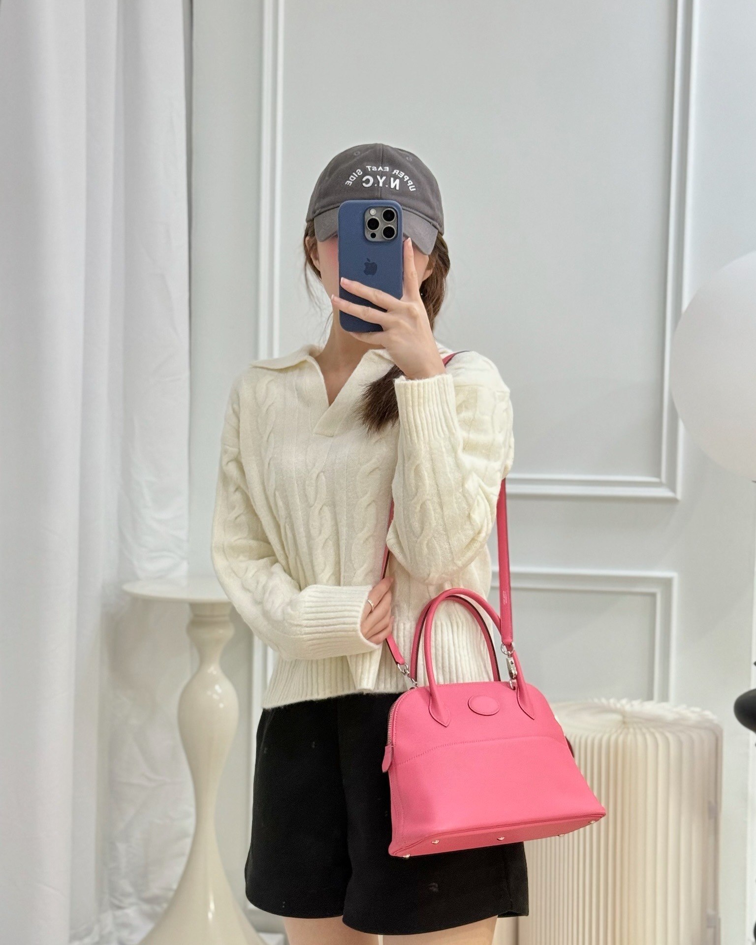 Hermès Bolide 27 Rose Azalée 8W Swift Palladium Hardware