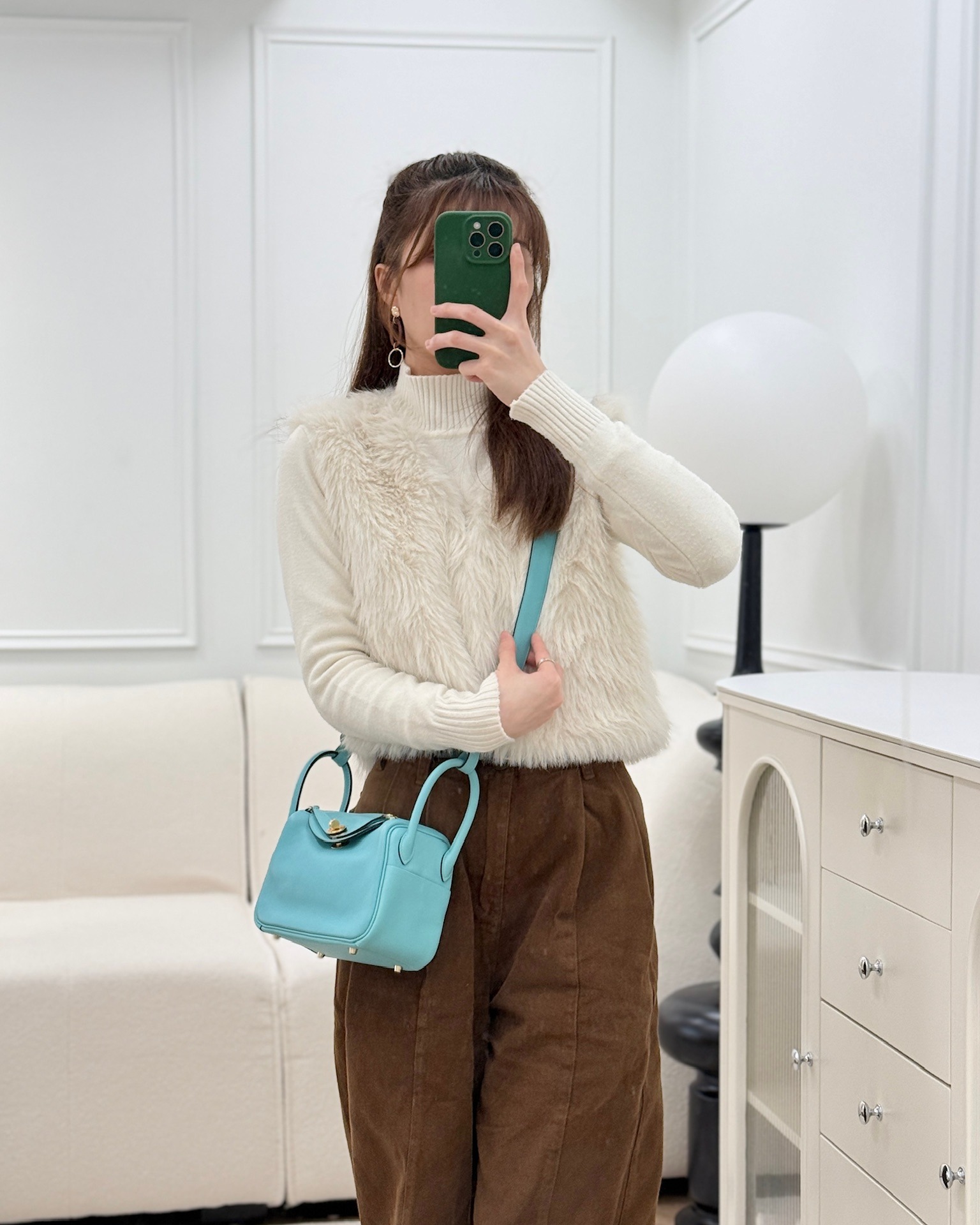 Hermès Mini Lindy 20 Bleu Atoll 3P Swift