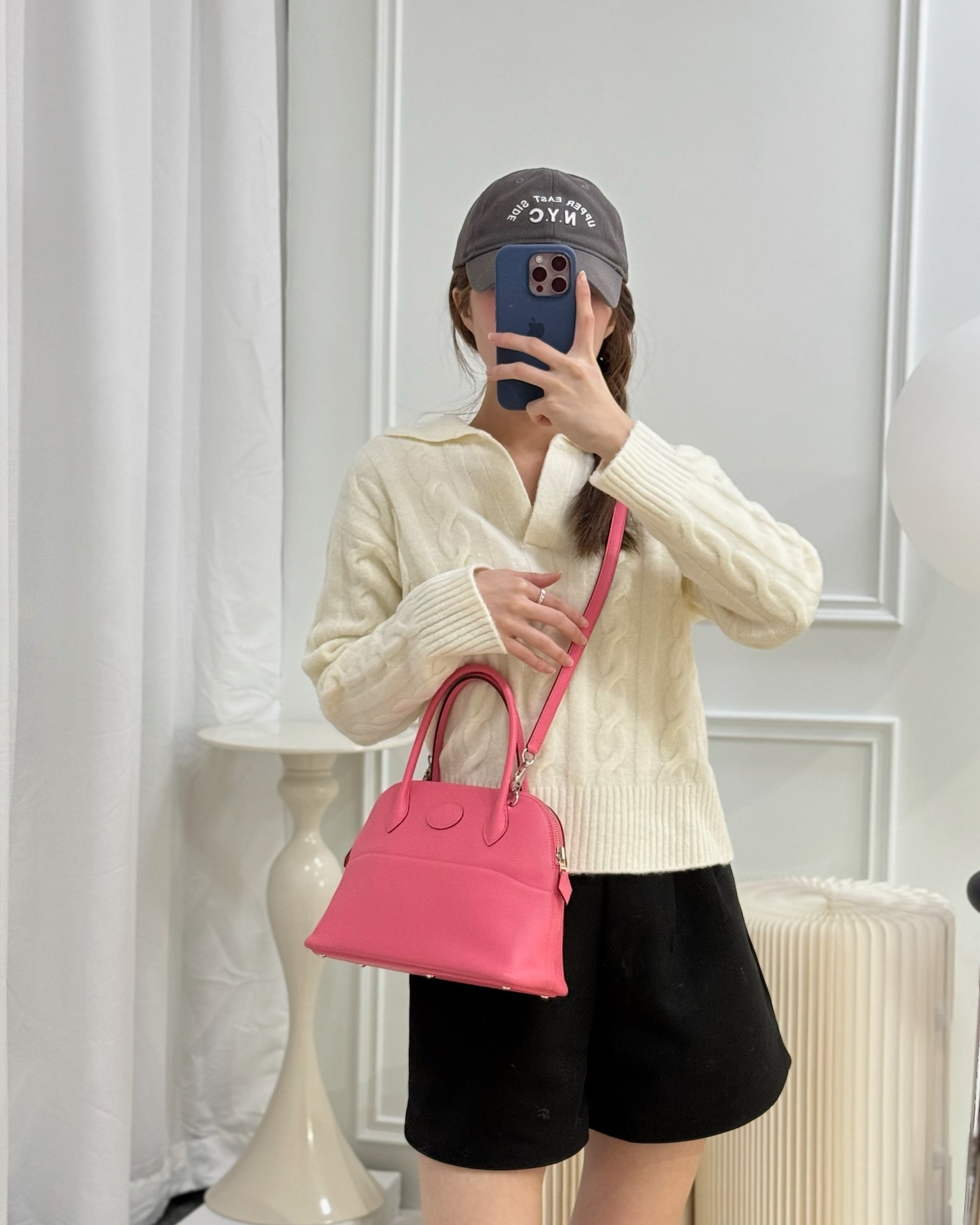 Hermès Bolide 27 Rose Azalée 8W Swift Palladium Hardware