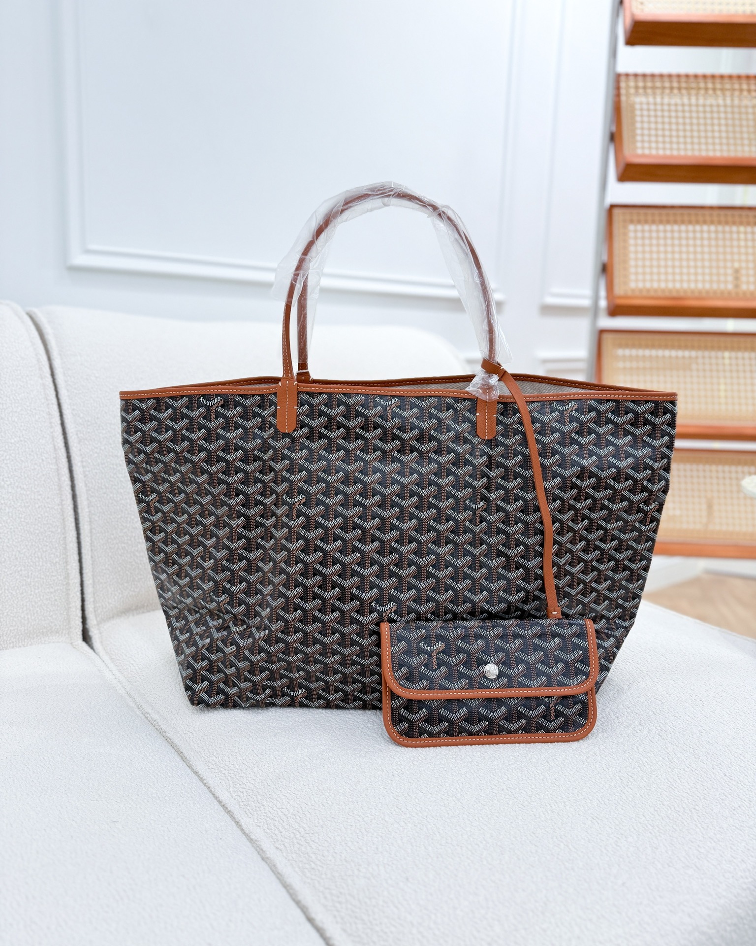 Goyard St. Louis Tote Bag GM Black/Tan