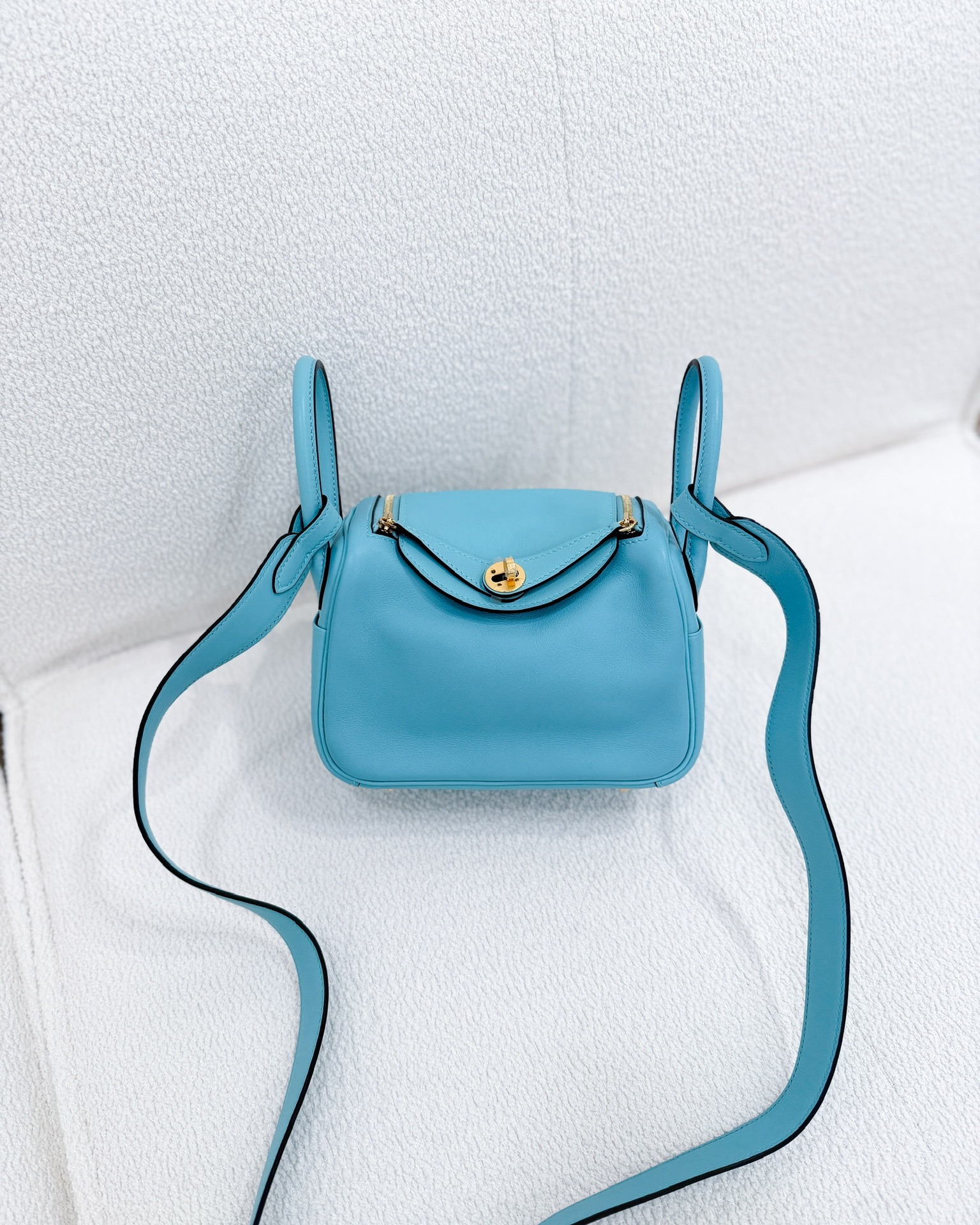 Hermès Mini Lindy 20 Bleu Atoll 3P Swift