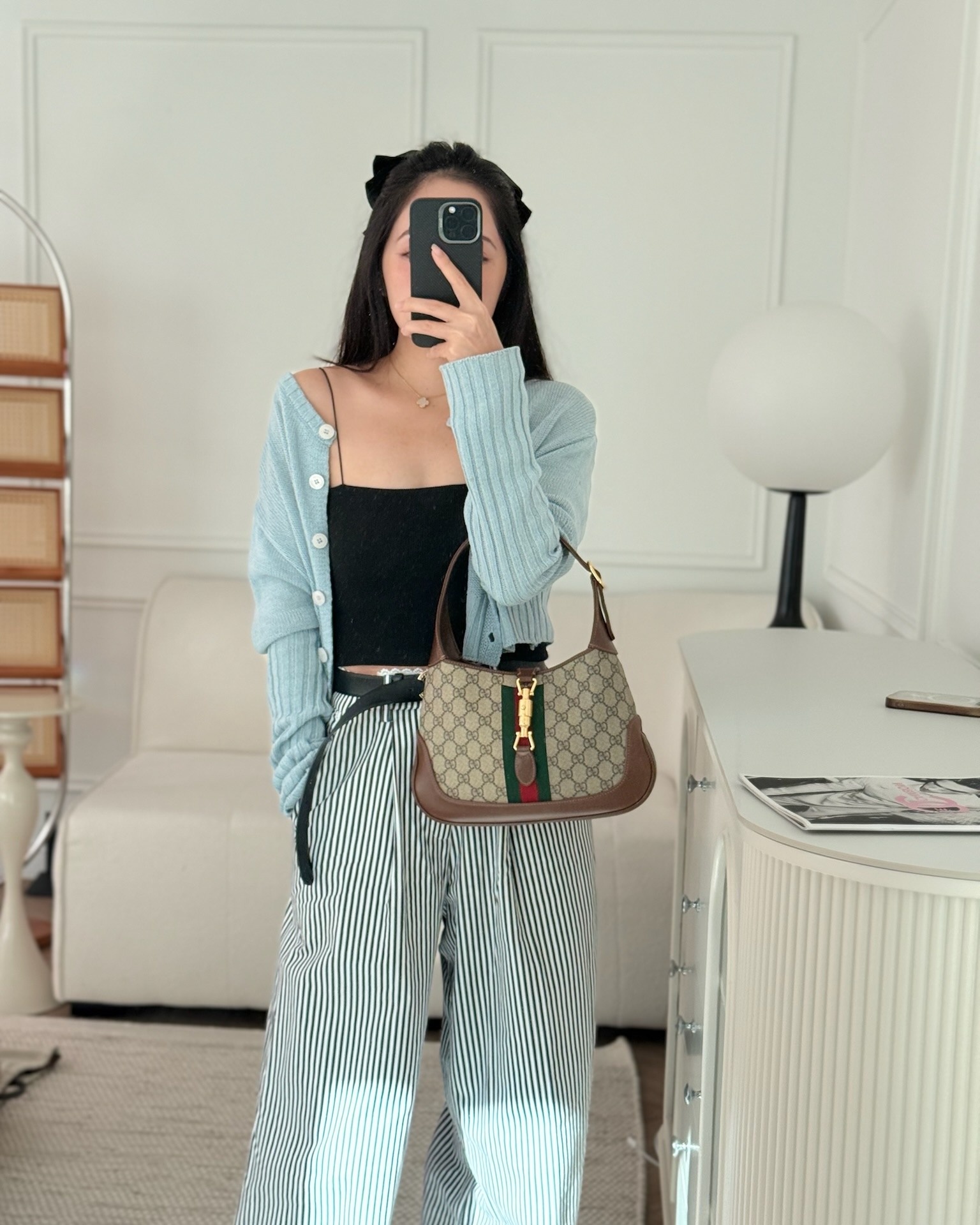 Gucci Jackie 1961 Small Shoulder Bag Beige/Ebony GG Supreme Canvas