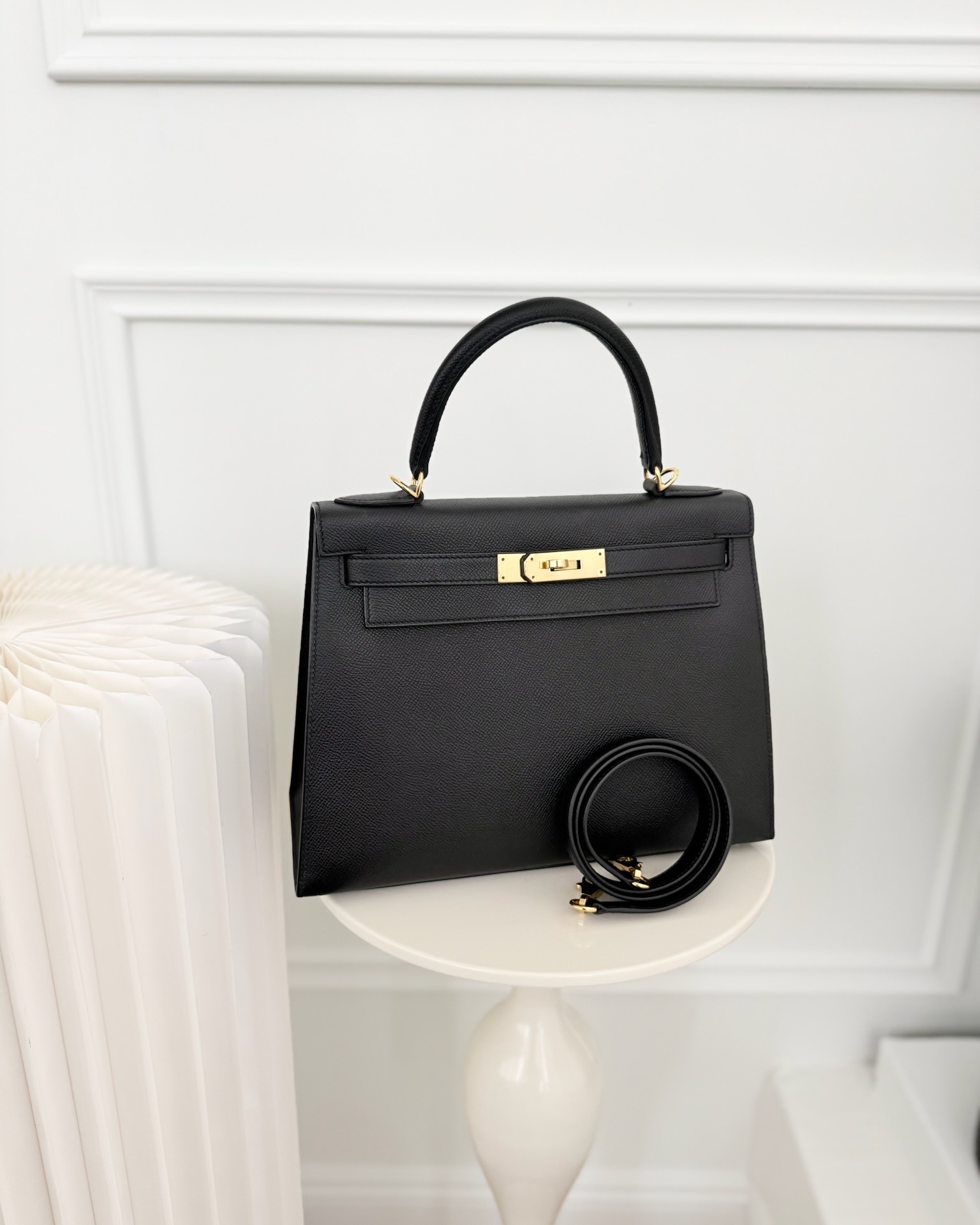 Hermès Kelly 28 Sellier Noir Black 89 Epsom