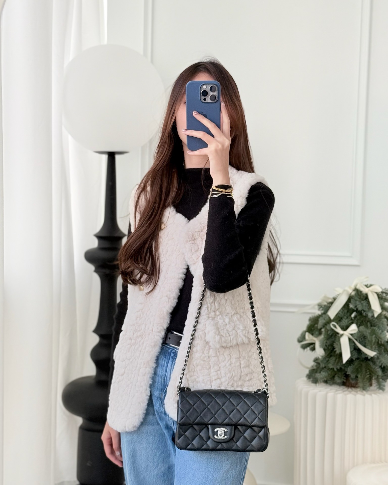 Chanel Quilted Mini Rectangular Flap Black Lambskin