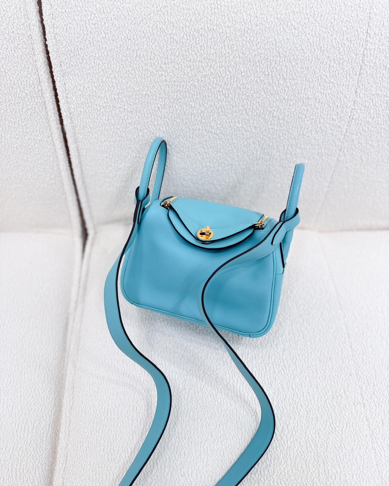 Hermès Mini Lindy 20 Bleu Atoll 3P Swift