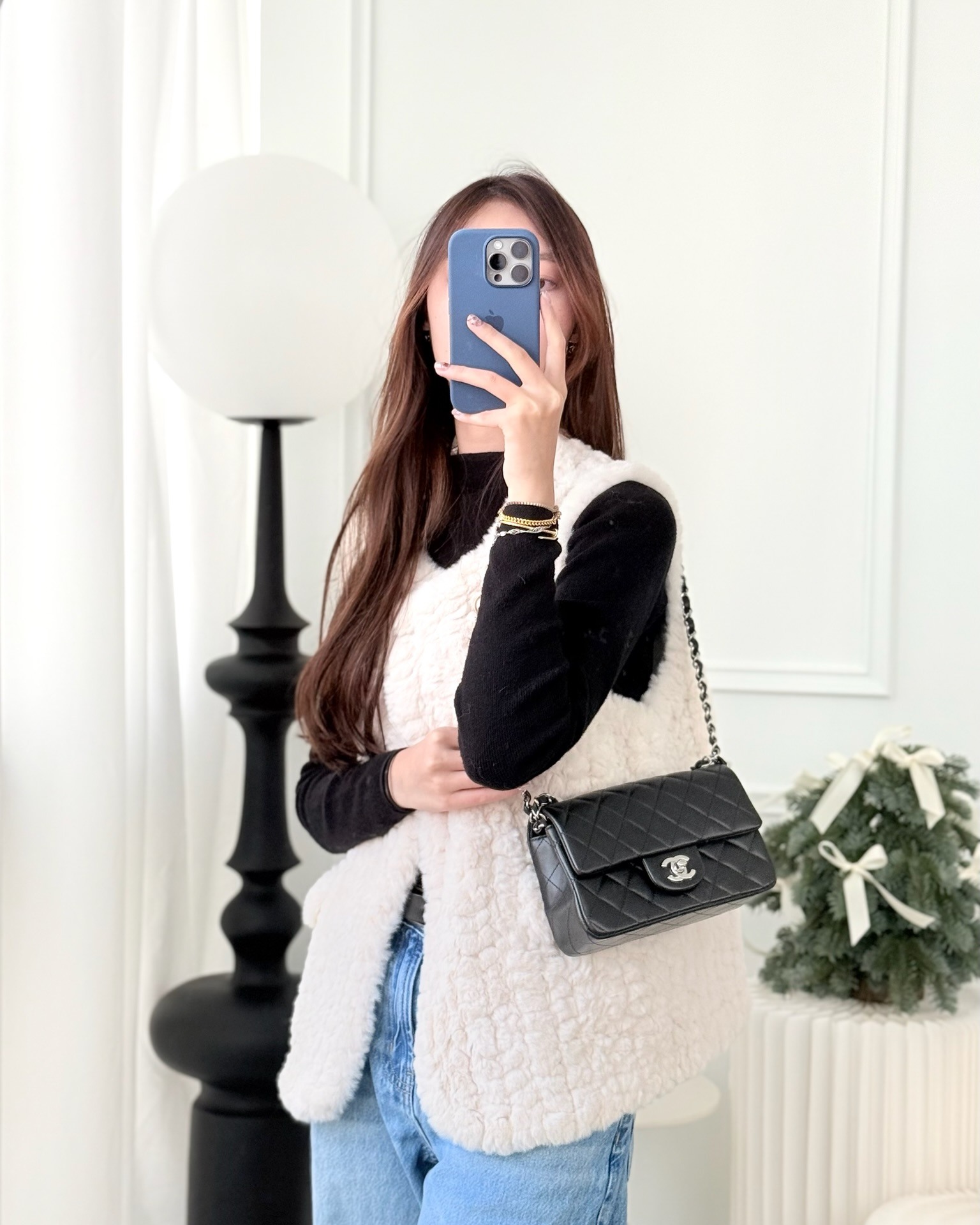 Chanel Quilted Mini Rectangular Flap Black Lambskin