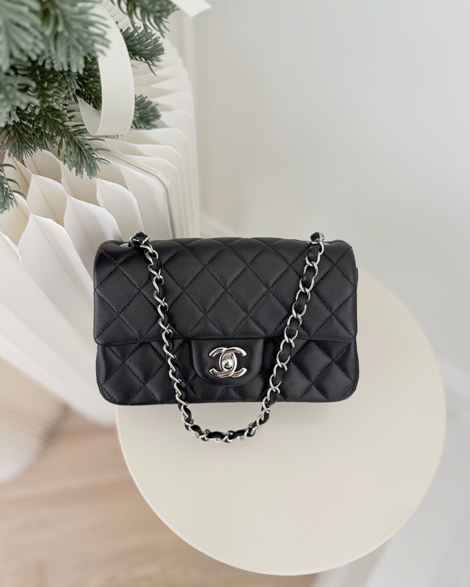 Chanel Quilted Mini Rectangular Flap Black Lambskin