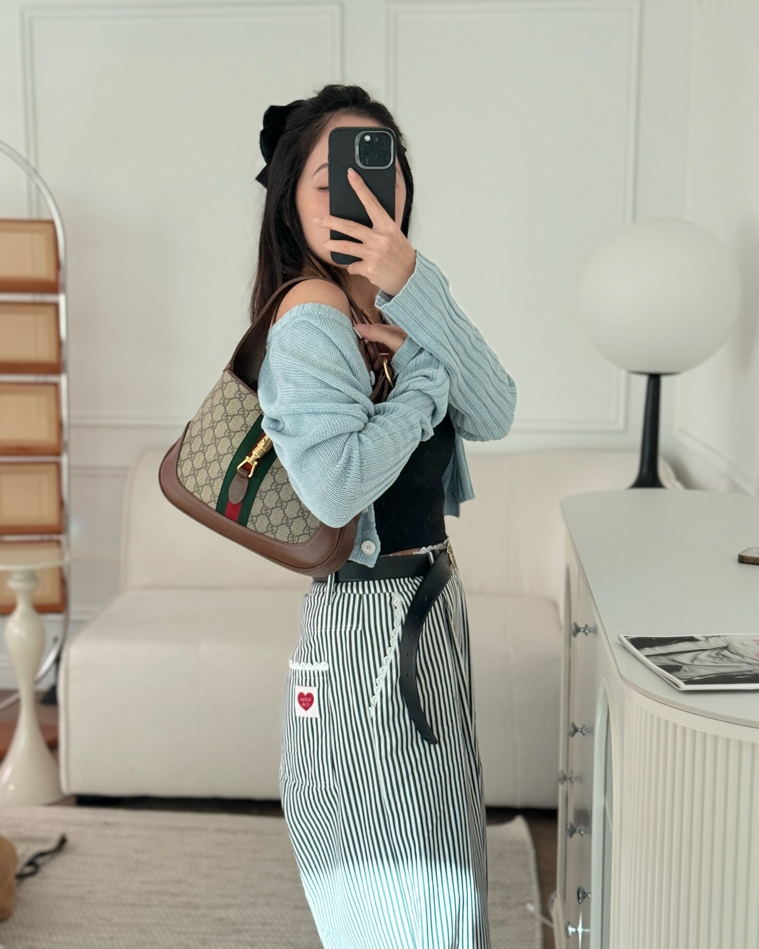 Gucci Jackie 1961 Small Shoulder Bag Beige/Ebony GG Supreme Canvas