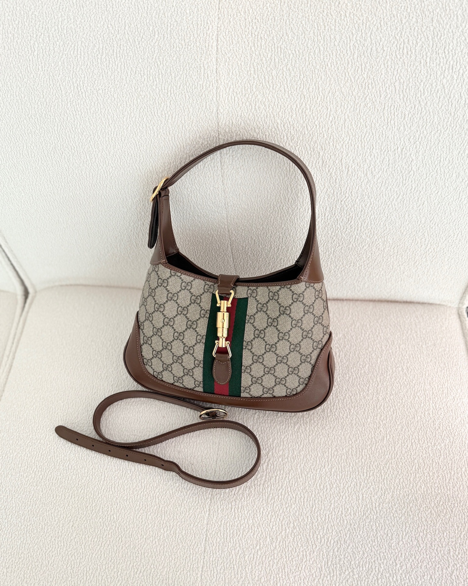 Gucci Jackie 1961 Small Shoulder Bag Beige/Ebony GG Supreme Canvas