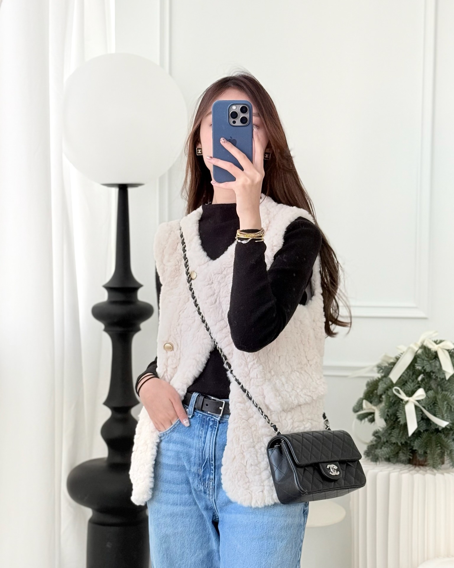 Chanel Quilted Mini Rectangular Flap Black Lambskin