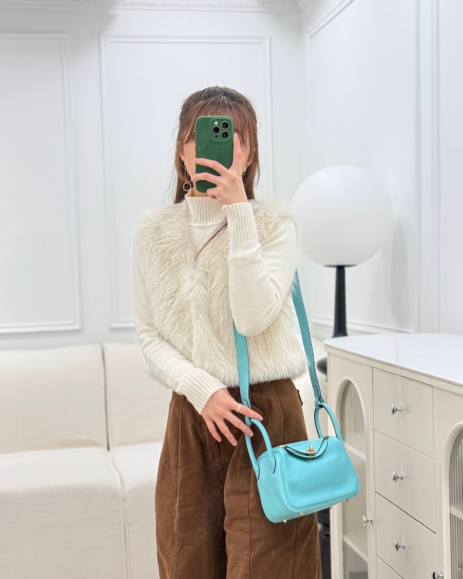 Hermès Mini Lindy 20 Bleu Atoll 3P Swift