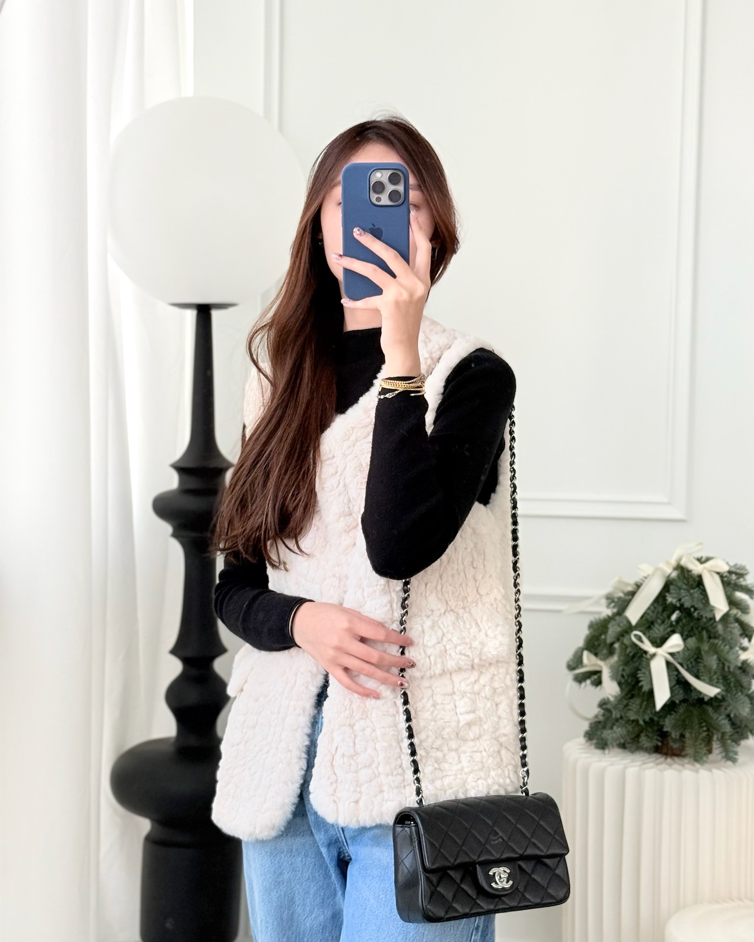 Chanel Quilted Mini Rectangular Flap Black Lambskin