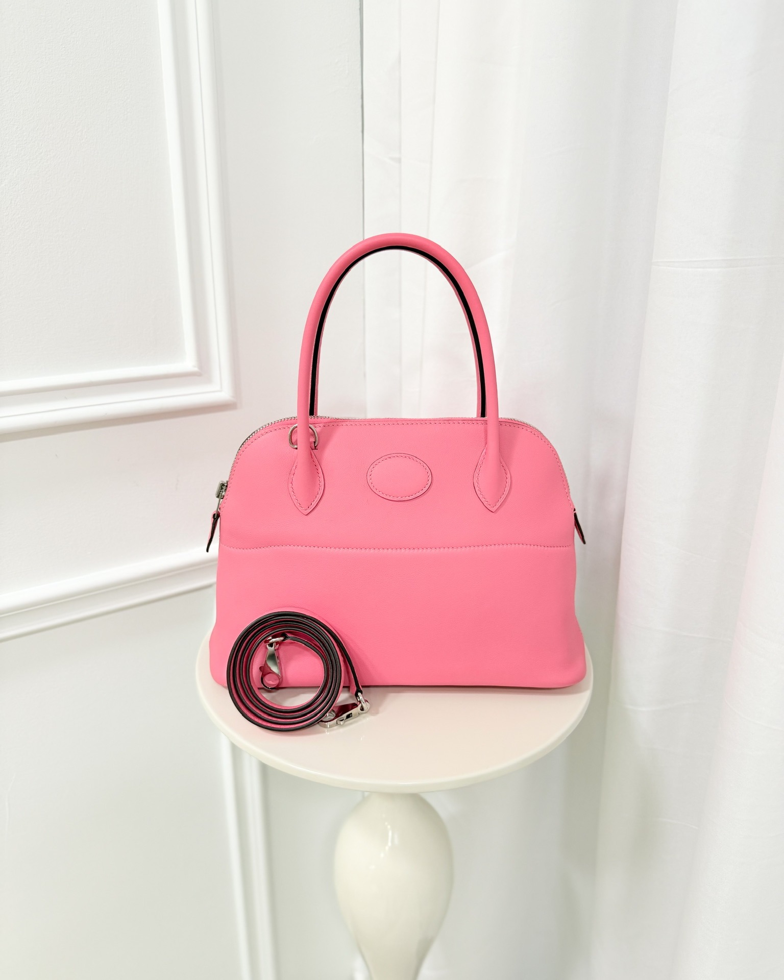 Hermès Bolide 27 Rose Azalée 8W Swift Palladium Hardware