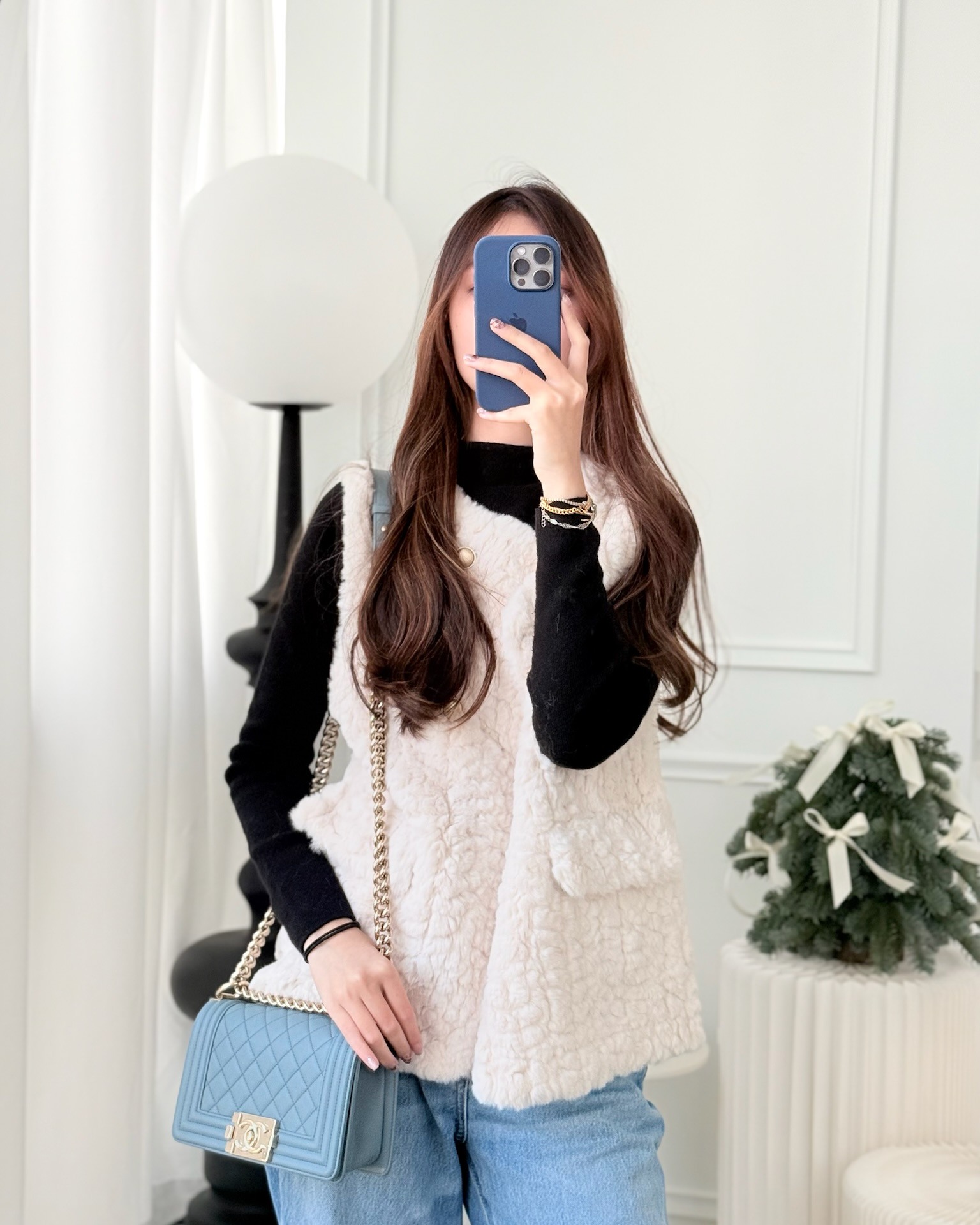 Chanel Small Quilted Boy Dusty Blue Lambskin