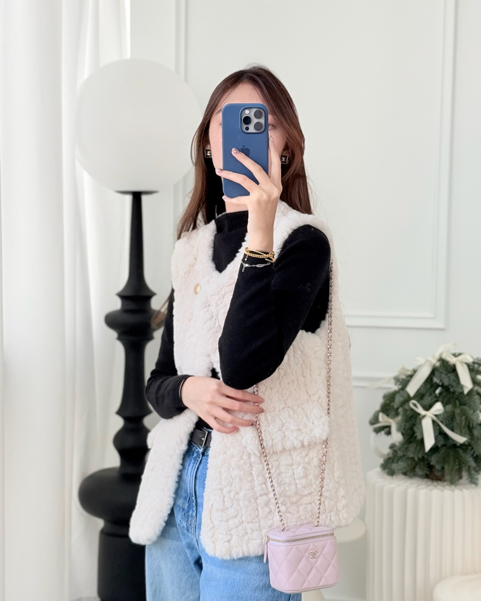 Chanel Mini Vanity With Chain Lilac Caviar