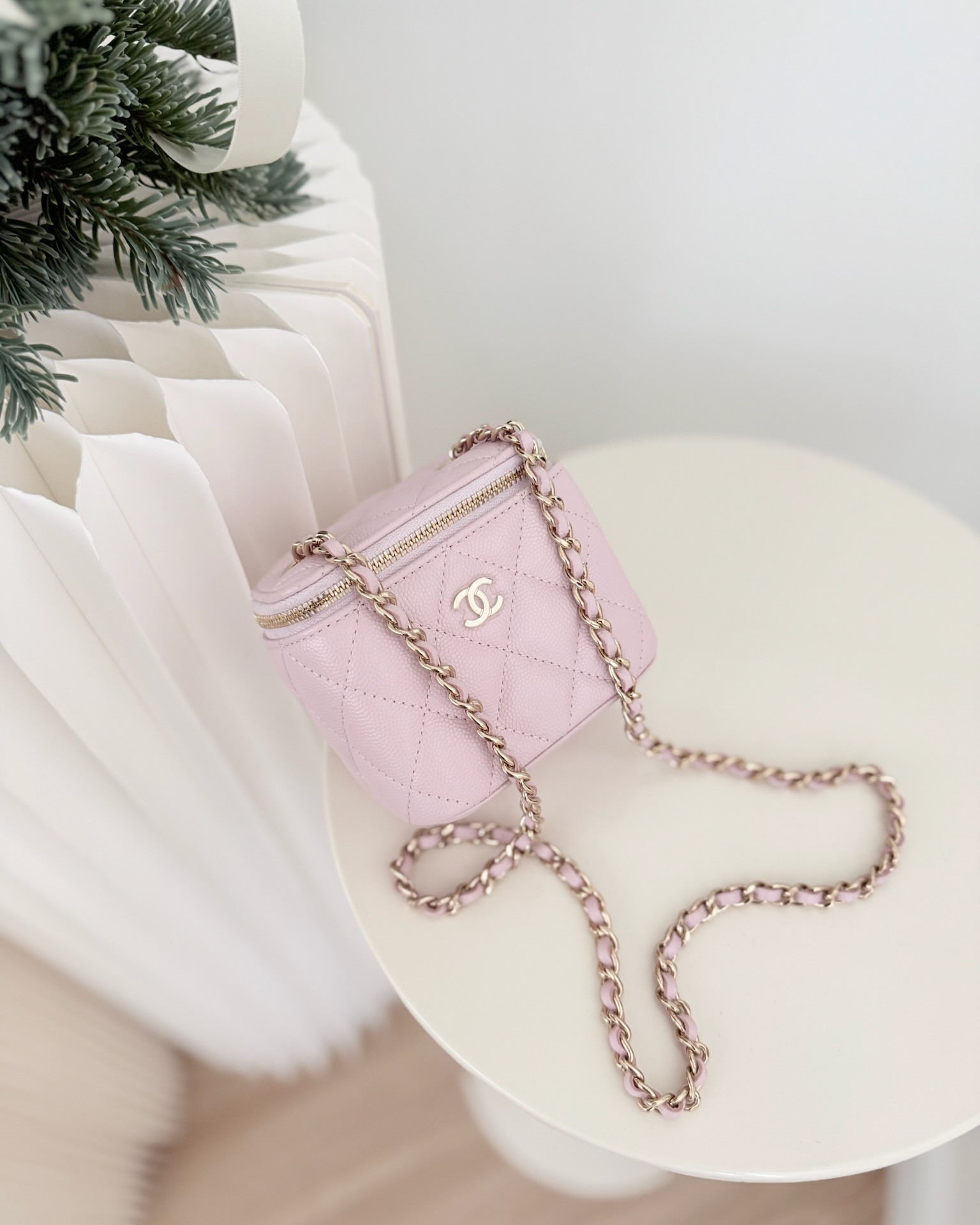 Chanel Mini Vanity With Chain Lilac Caviar