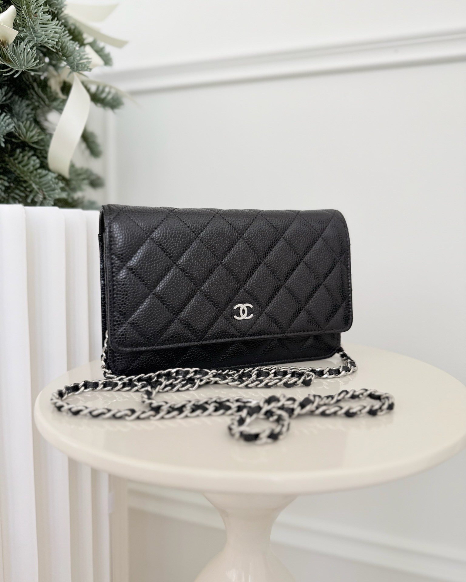 Chanel Quilted Classic Wallet on Chain WOC Black Caviar