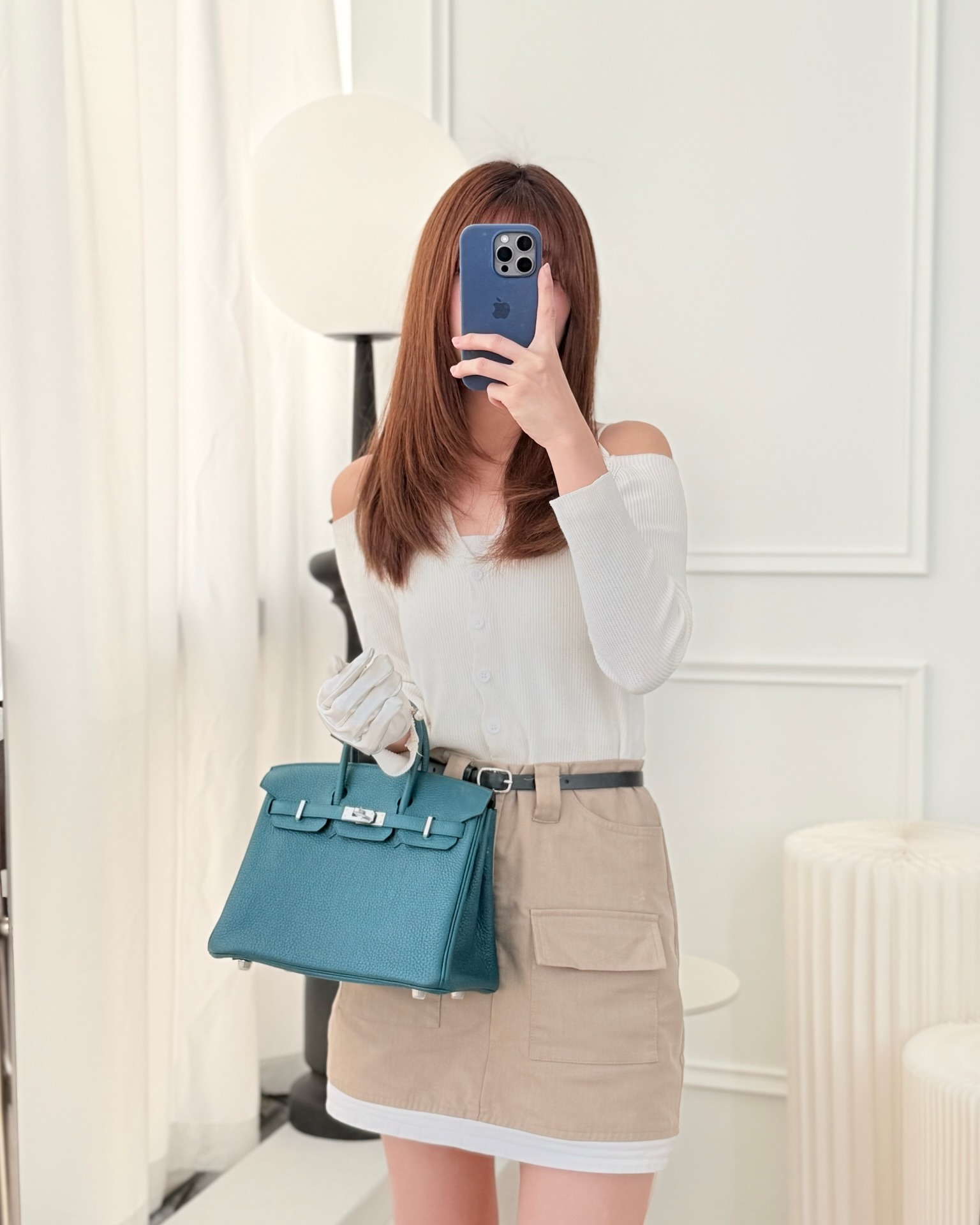 Hermès Birkin 25 Retourne Vert Bosphore W0 / Bleu Océan Z7 Togo Palladium Hardware