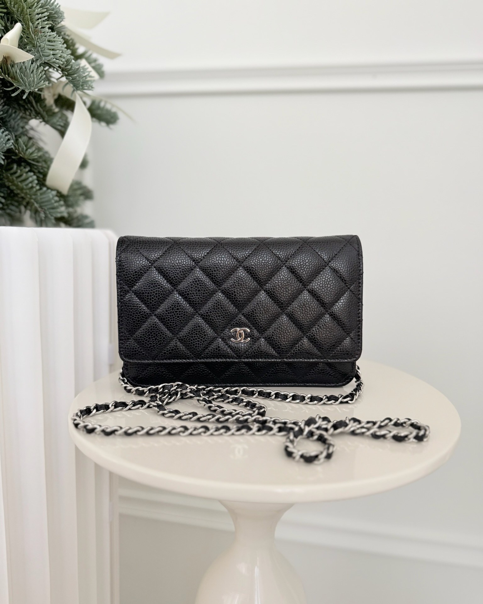 Chanel Quilted Classic Wallet on Chain WOC Black Caviar