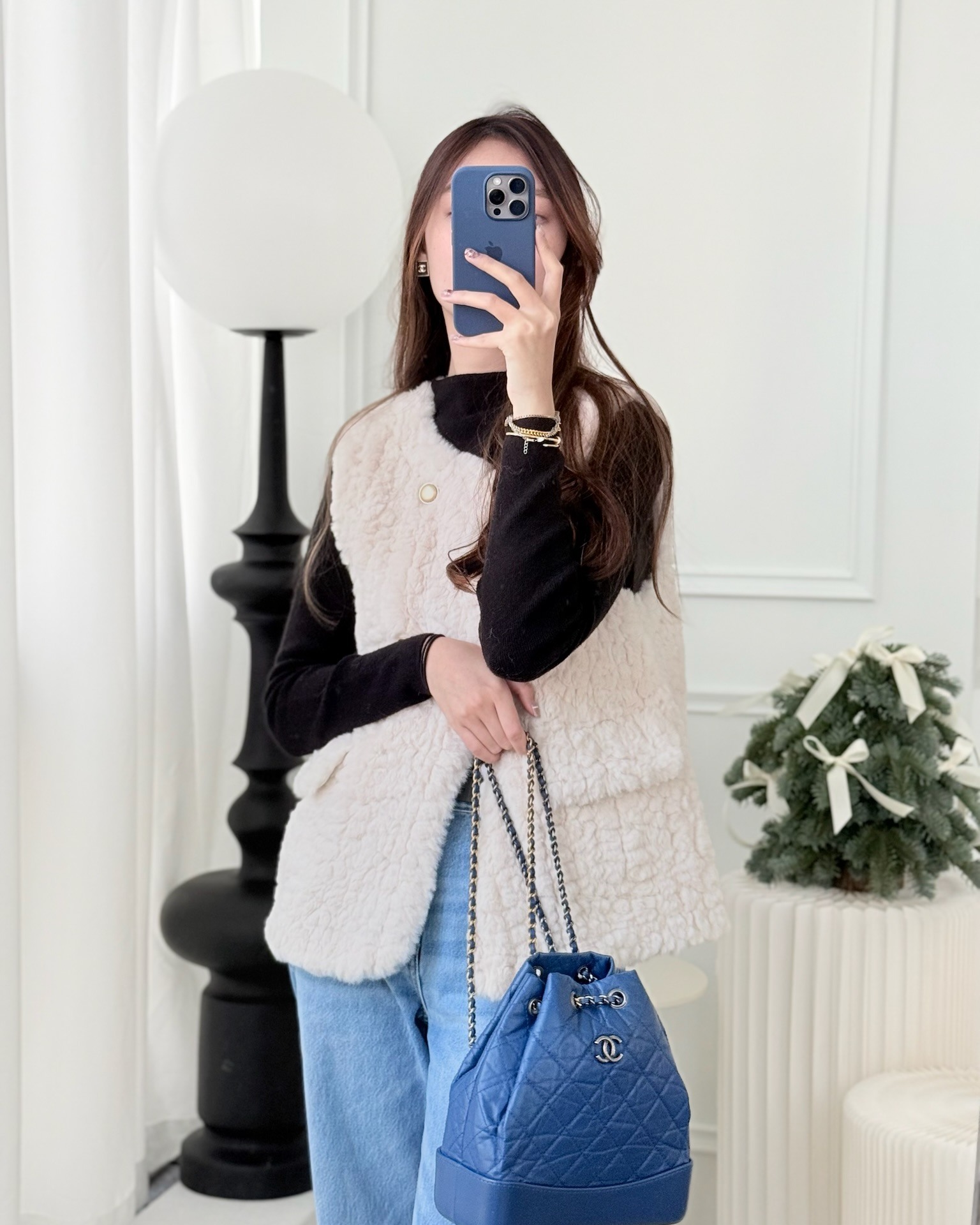 Chanel Small Gabrielle Backpack Blue Aged Calfskin