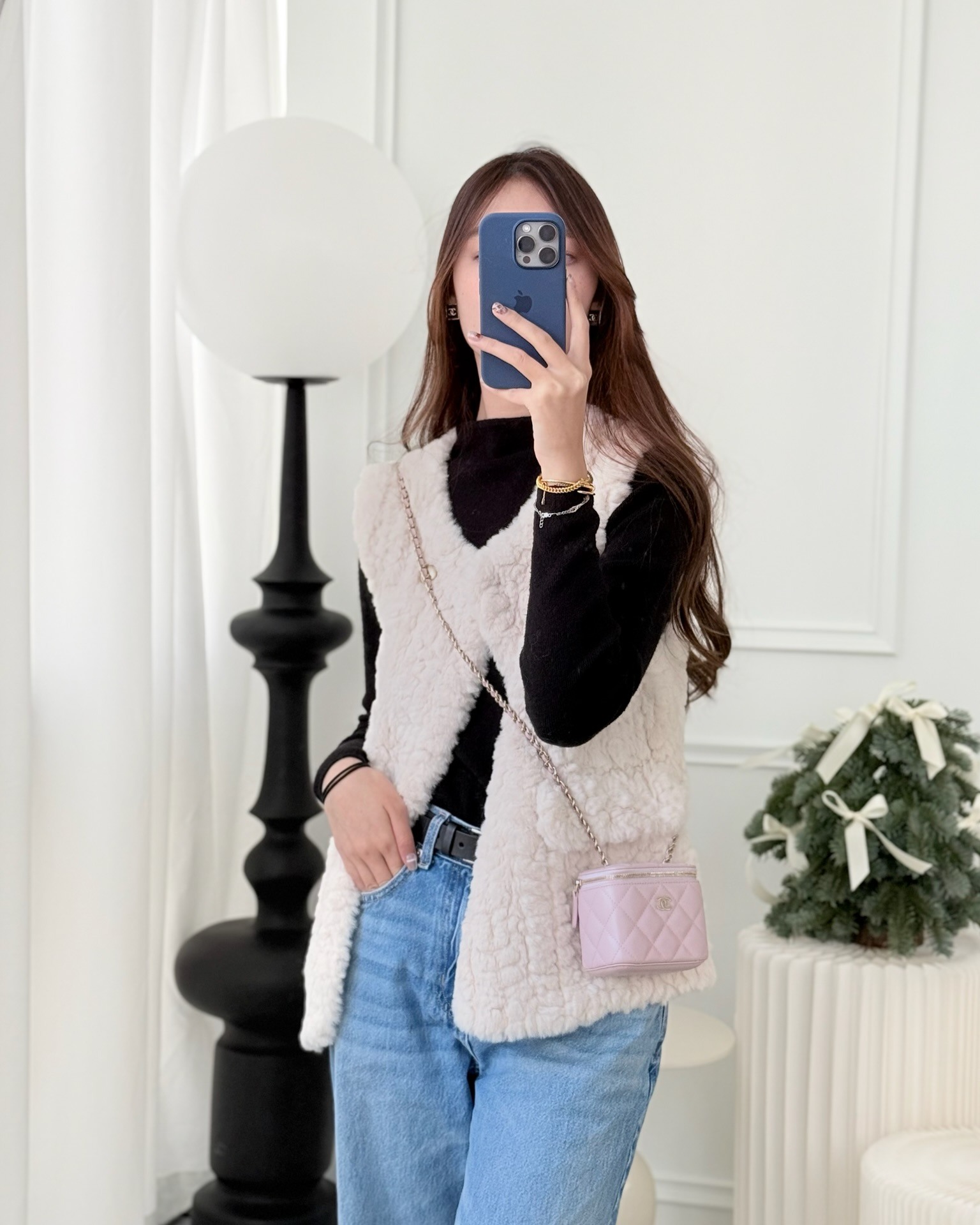 Chanel Mini Vanity With Chain Lilac Caviar