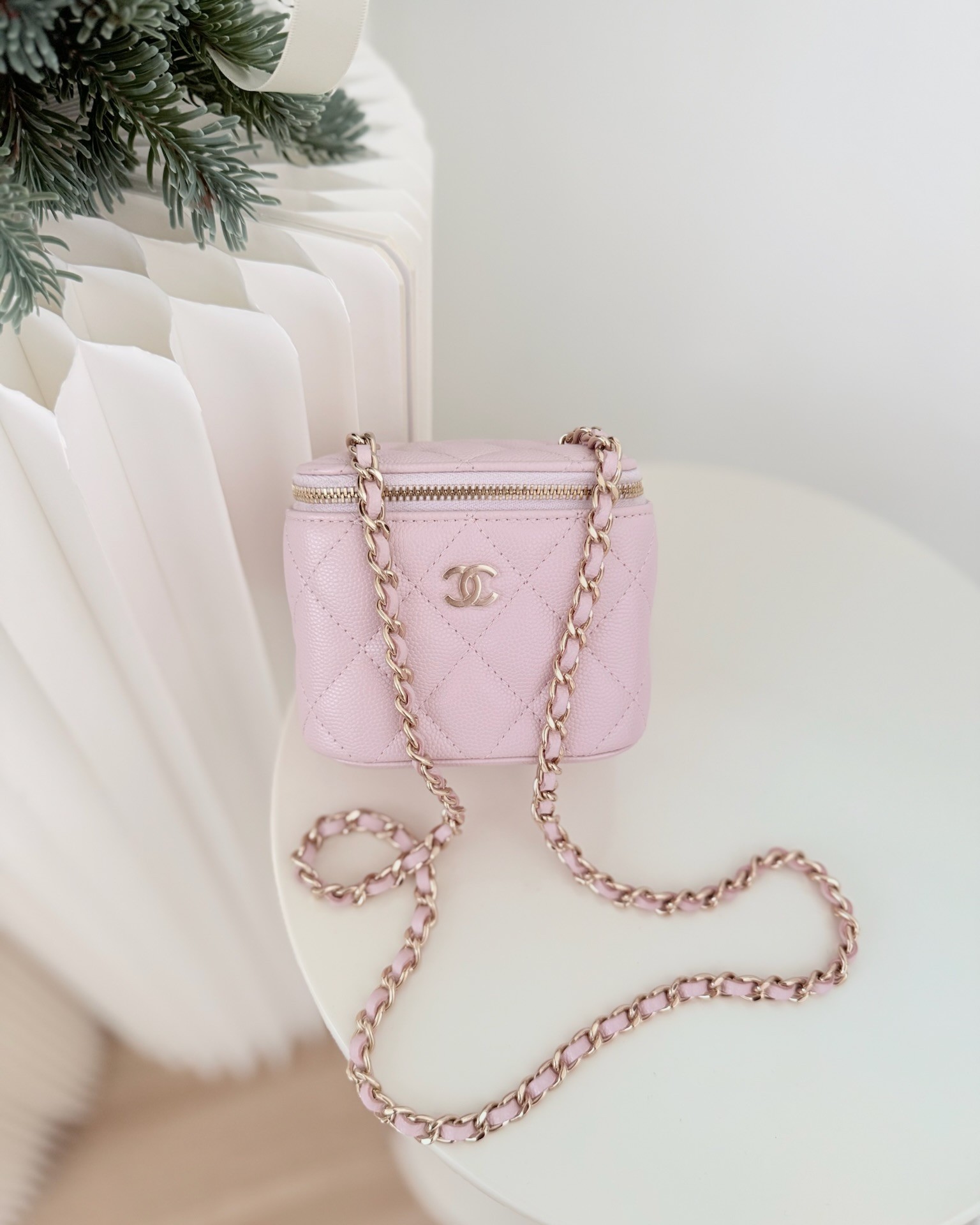 Chanel Mini Vanity With Chain Lilac Caviar