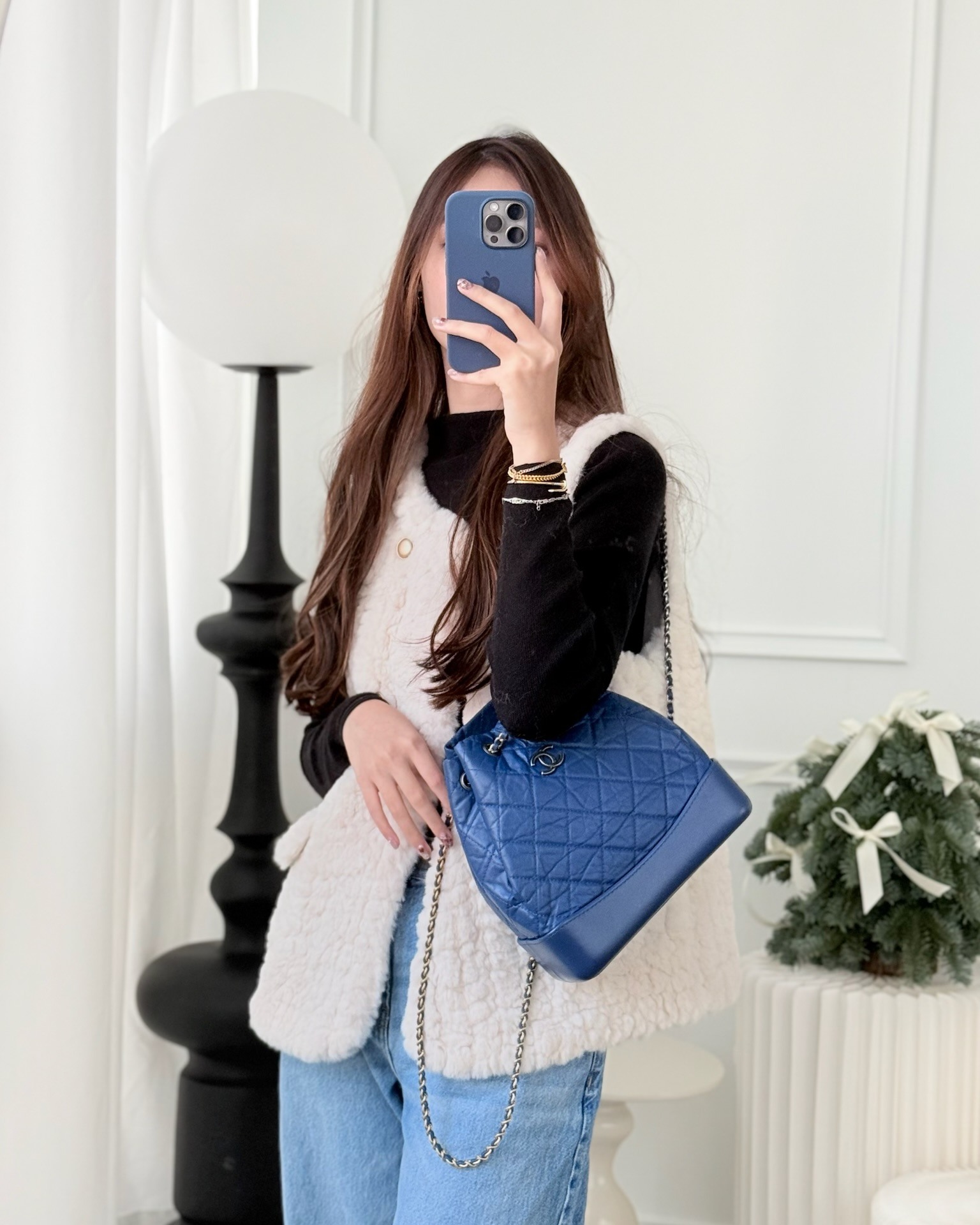 Chanel Small Gabrielle Backpack Blue Aged Calfskin