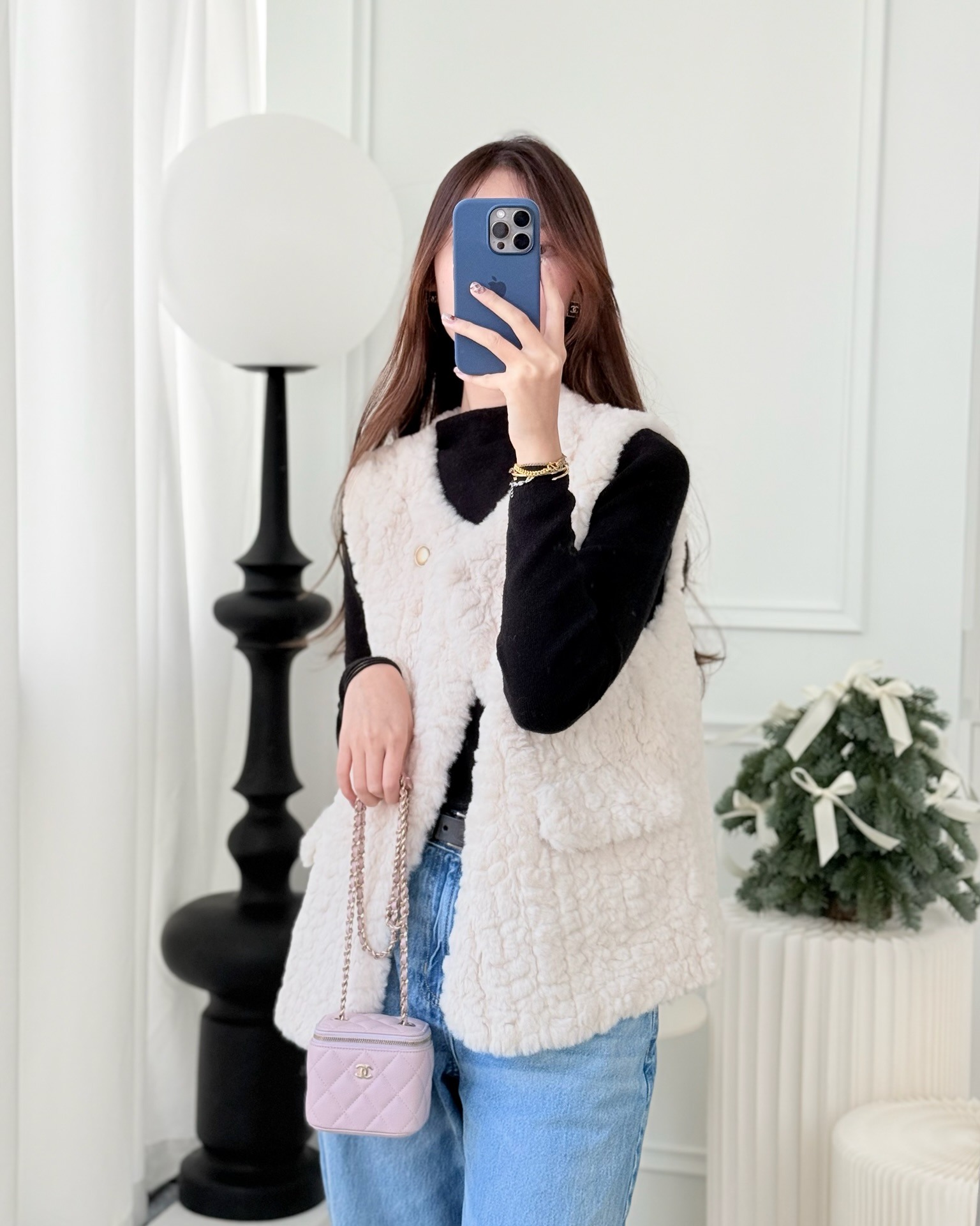 Chanel Mini Vanity With Chain Lilac Caviar