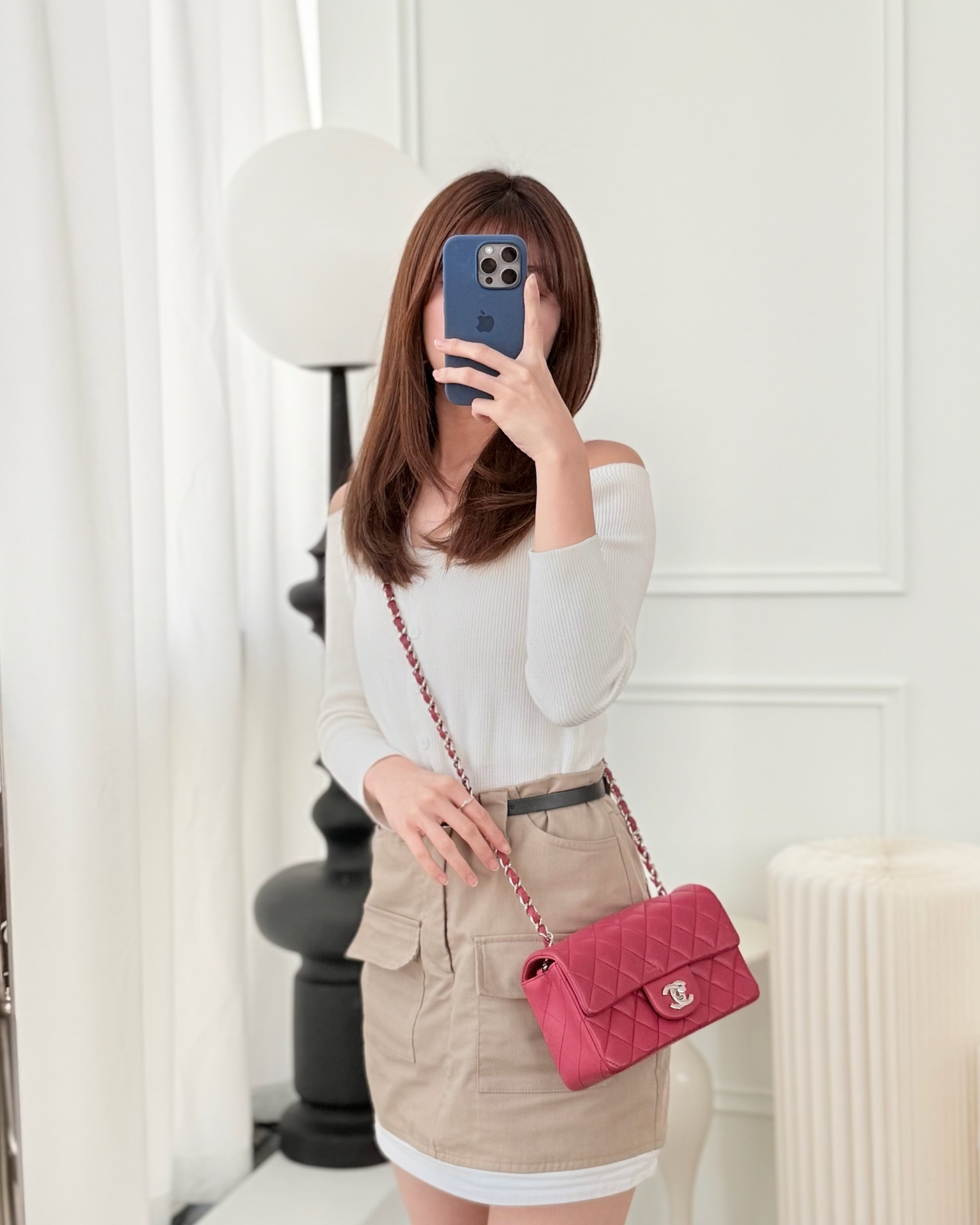 Chanel Quilted Mini Rectangular Flap Dark Pink Lambskin