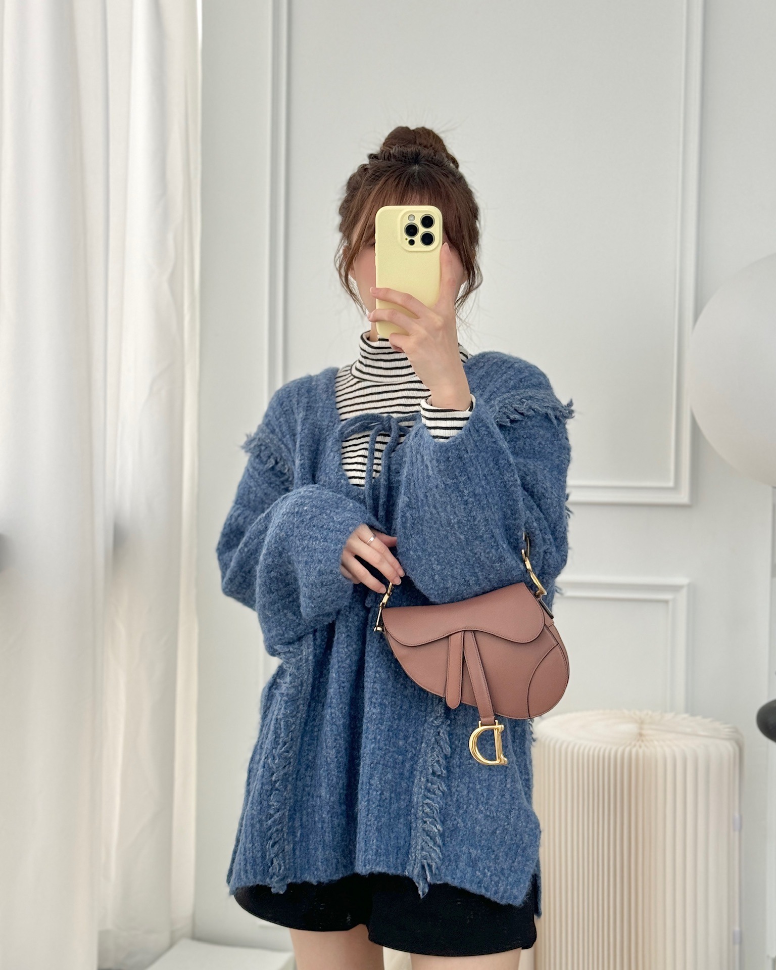 Dior Mini Saddle Bag Rose Taupe Grained Calfskin