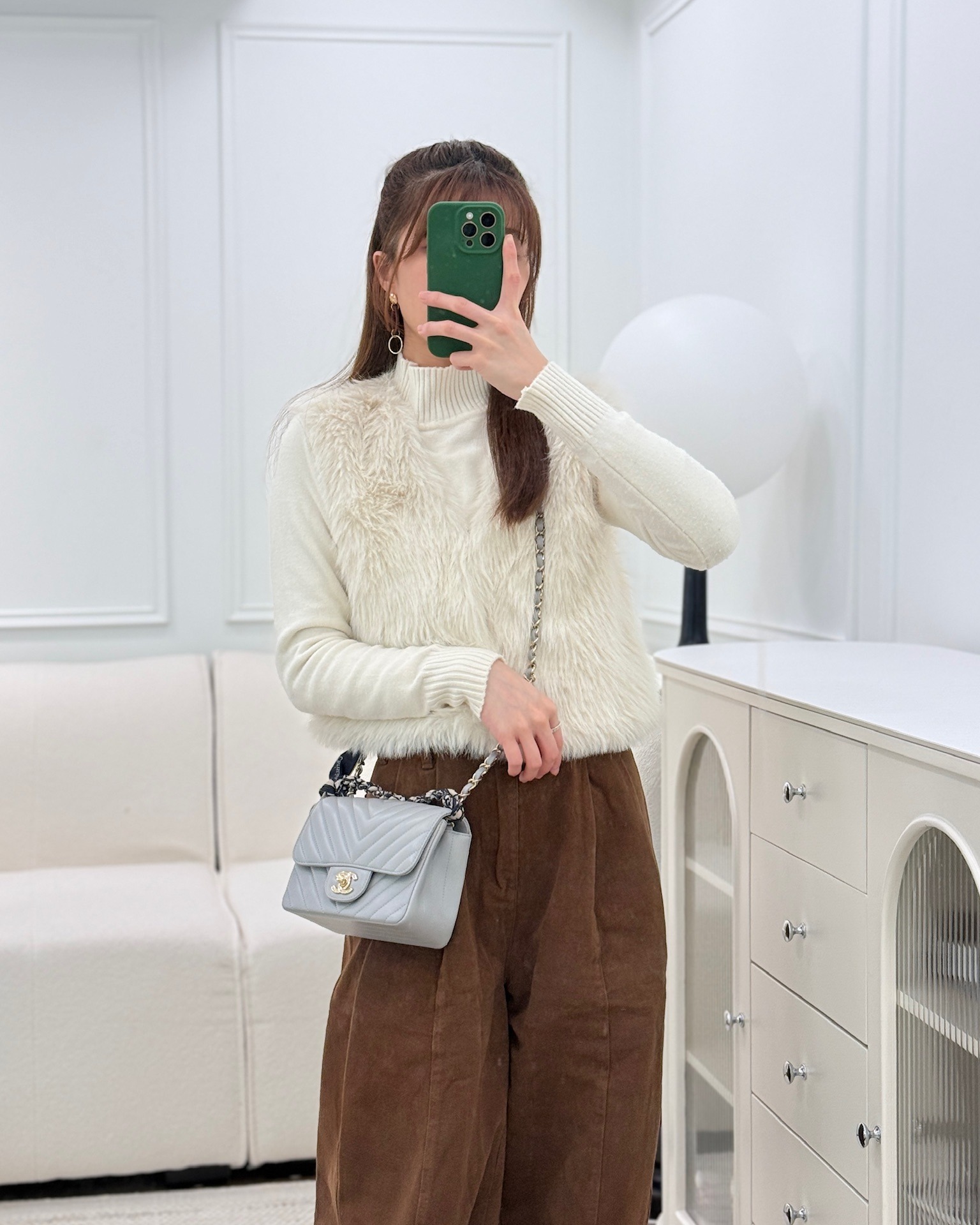 Chanel Mini Square Flap Chevron Grey Lambskin