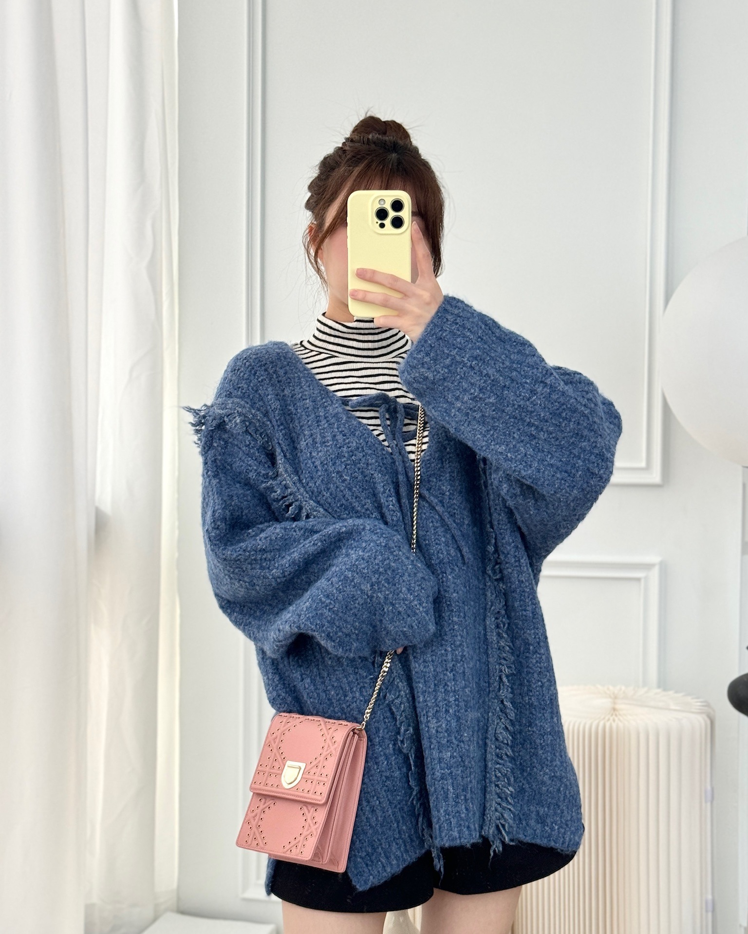 Dior Lambskin Studded Vertical Diorama Dust Candy