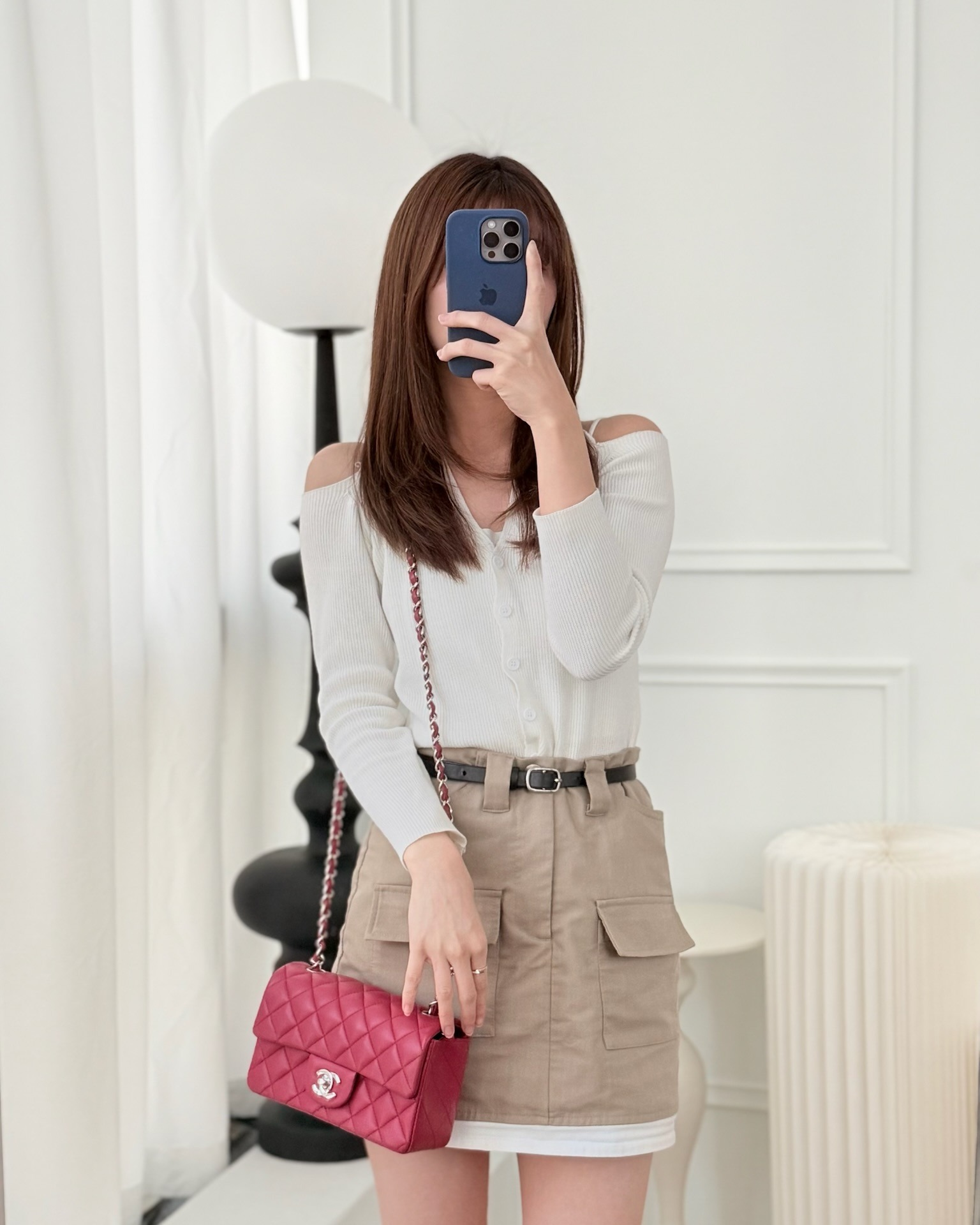 Chanel Quilted Mini Rectangular Flap Dark Pink Lambskin