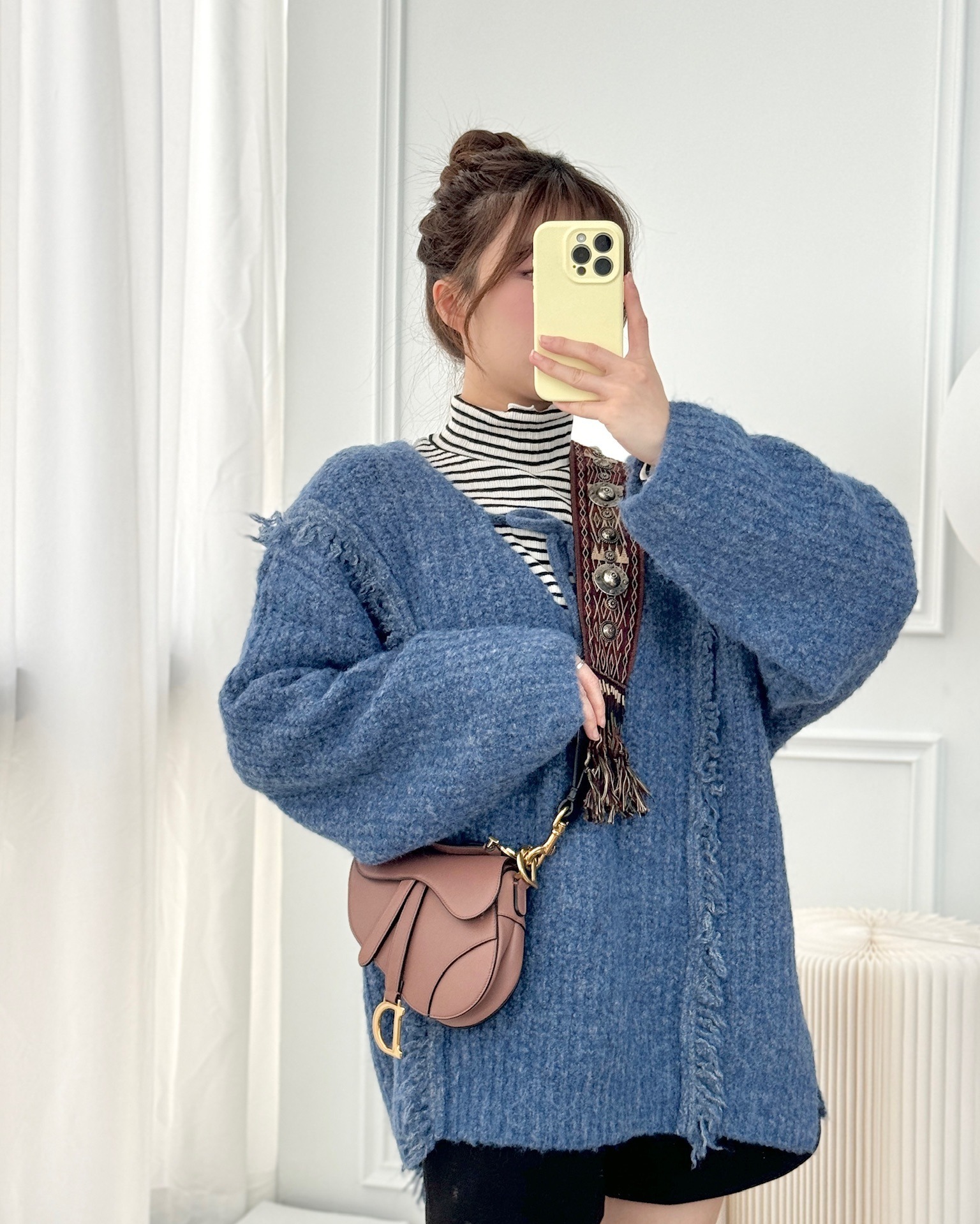 Dior Mini Saddle Bag Rose Taupe Grained Calfskin