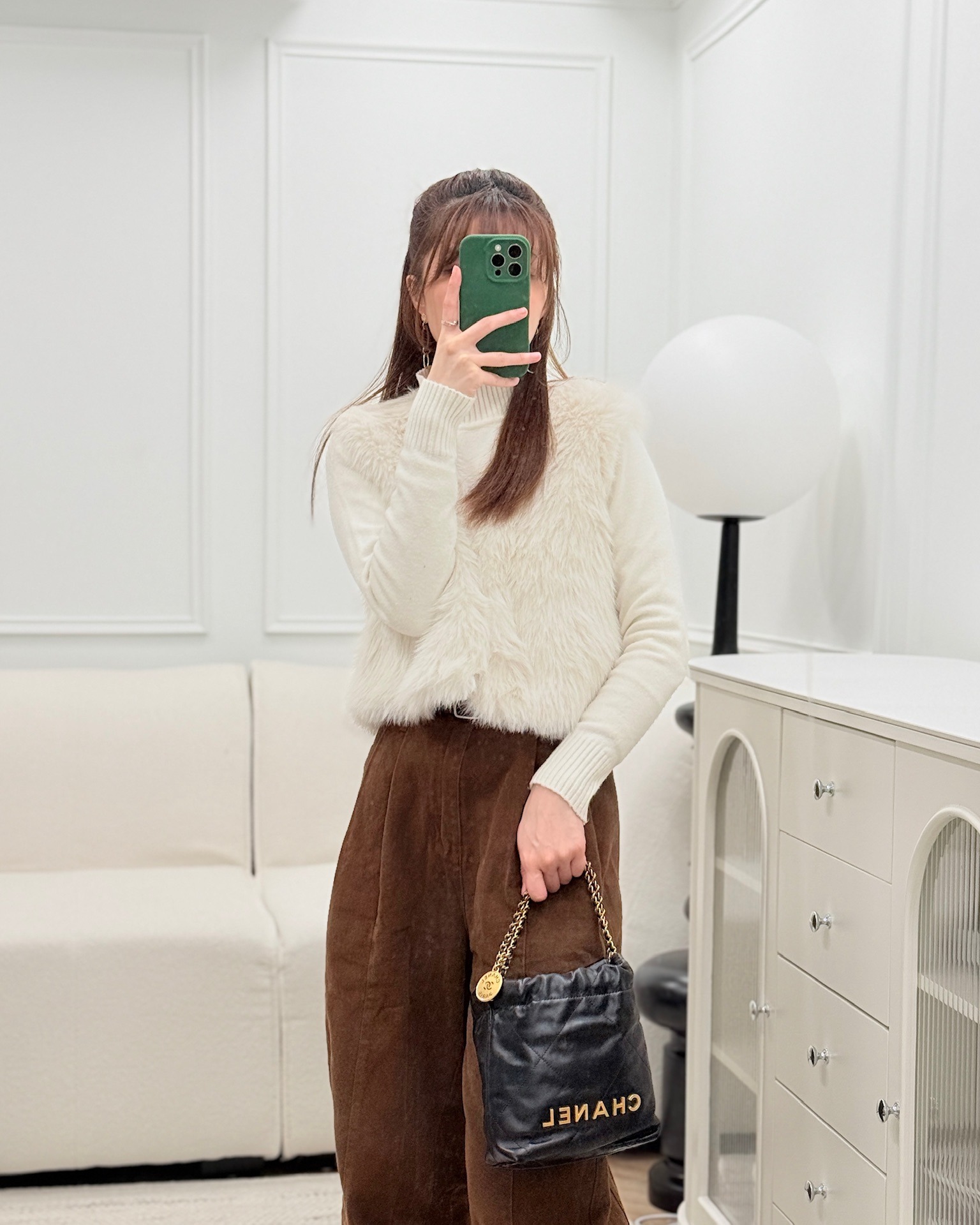 Chanel 22 Mini Bag Black Crumpled Calfskin Aged